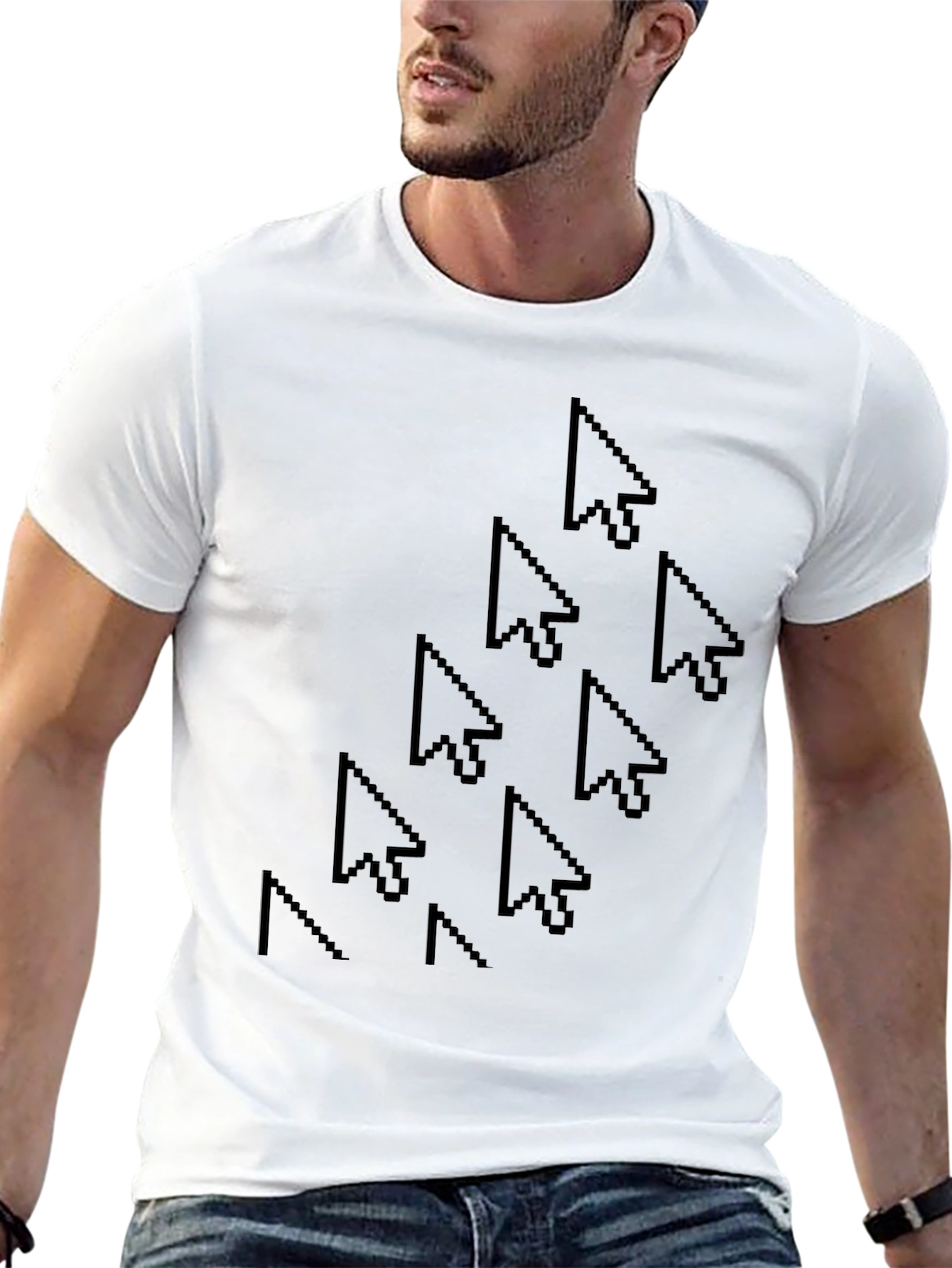 Pixel Cursor Pattern Black T-Shirt
