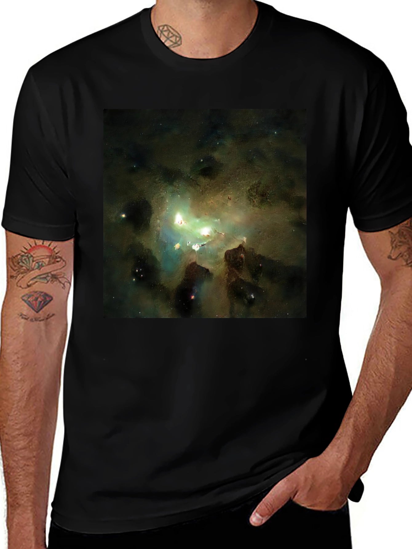 Nebula Print Black T-Shirt