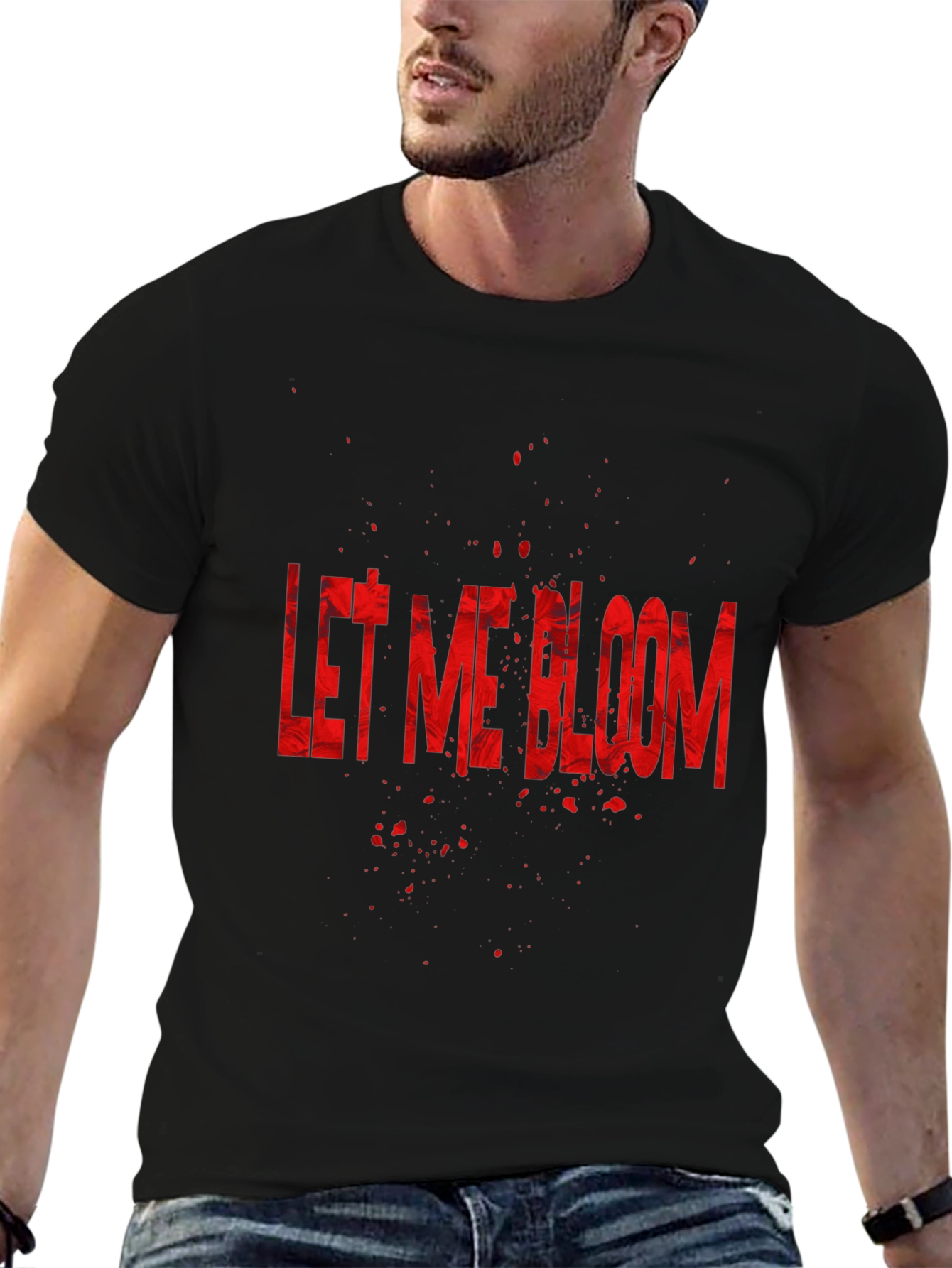 Let Me Bloom Graphic Tee - Black Cotton T-Shirt
