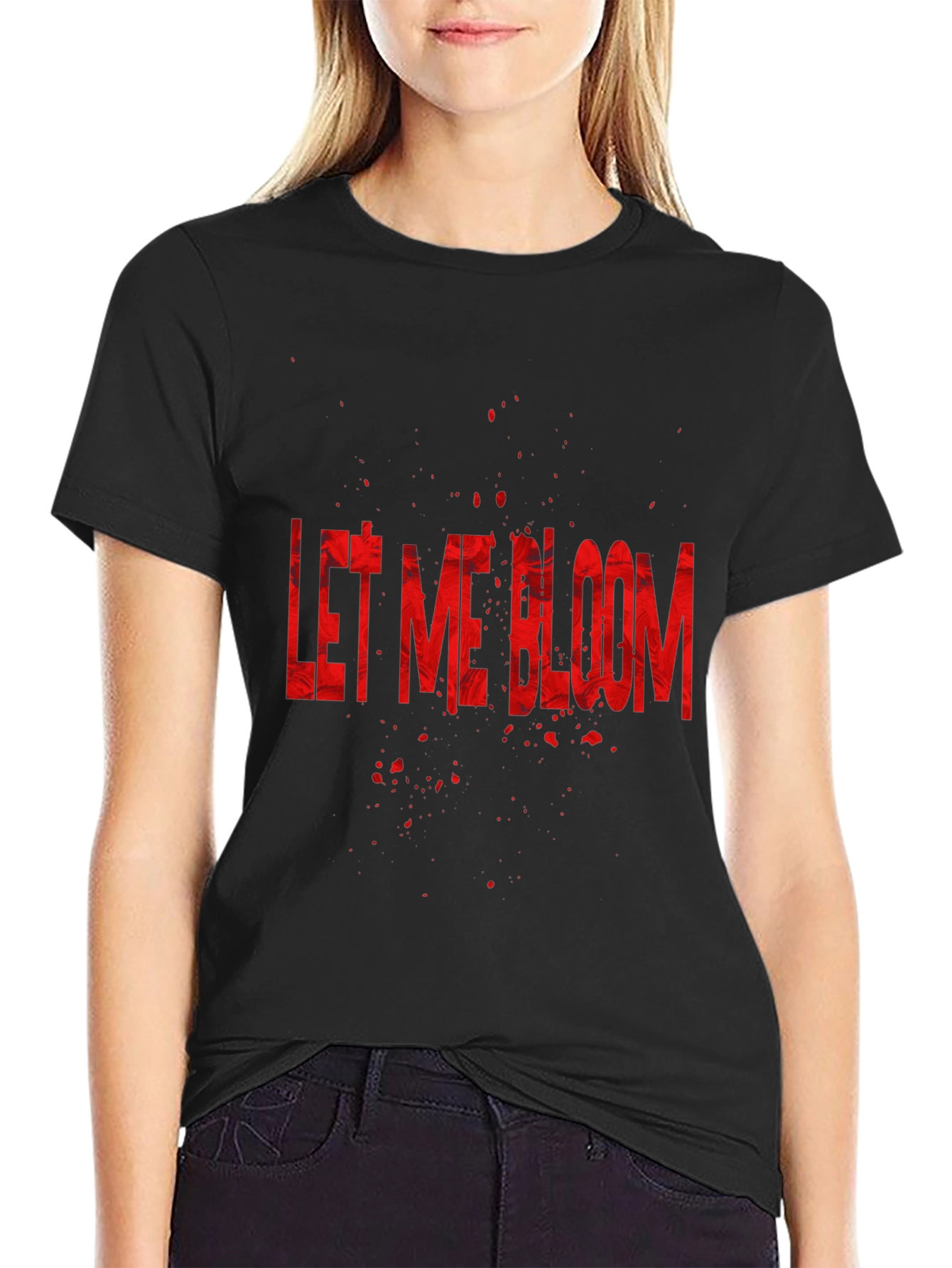Let Me Bloom Graphic Tee - Black Cotton T-Shirt