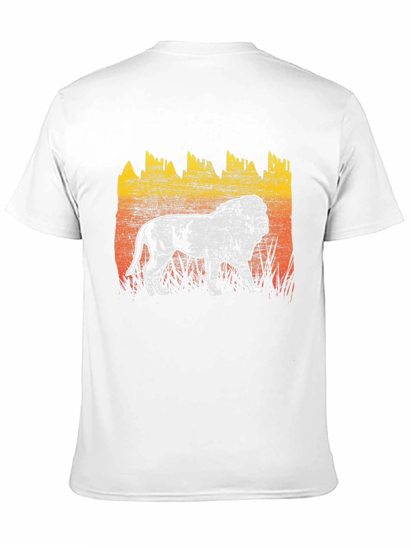 Lion Graphic Tee - Distressed Print Mens T-Shirt