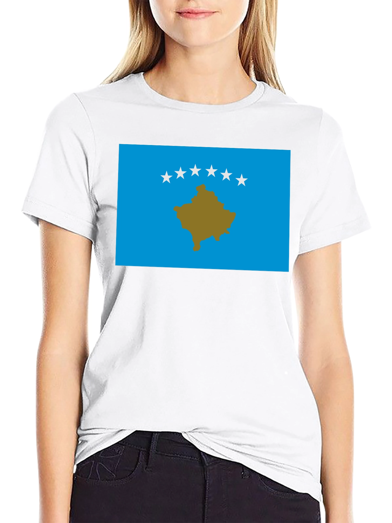 Kosovo Flag Graphic T-Shirt - Black