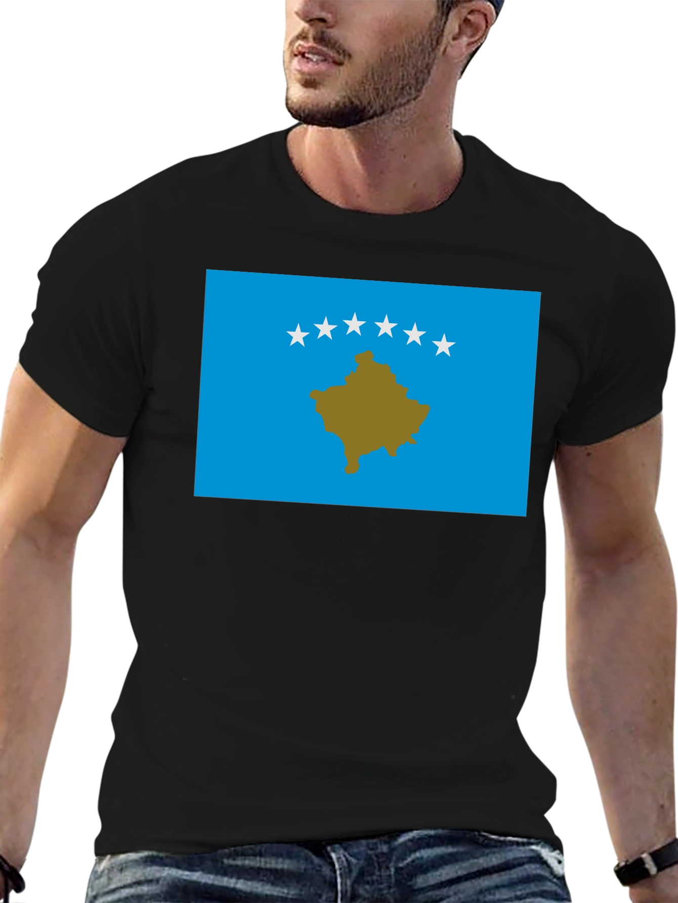 Kosovo Flag Graphic T-Shirt - Black