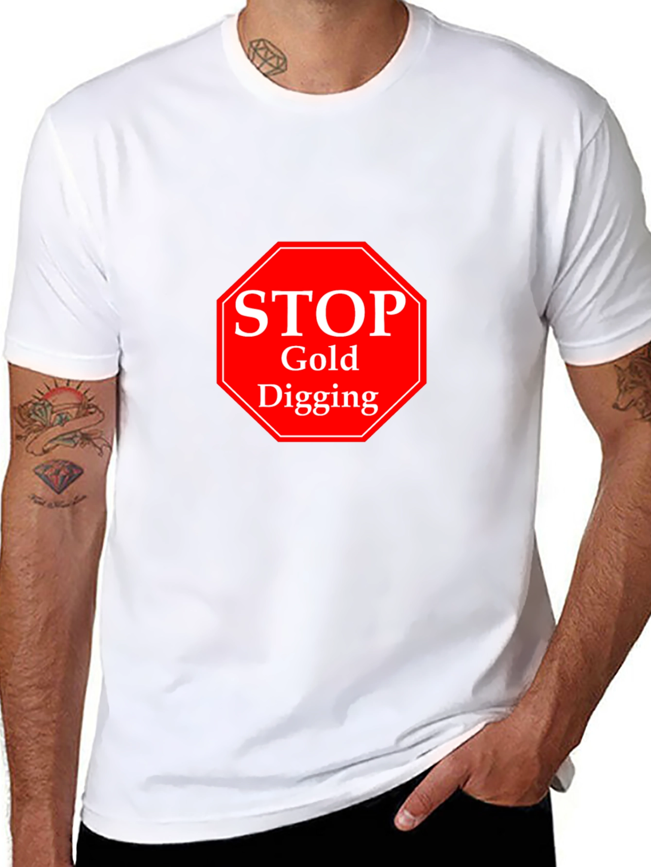 Stop Gold Digging Black T-Shirt