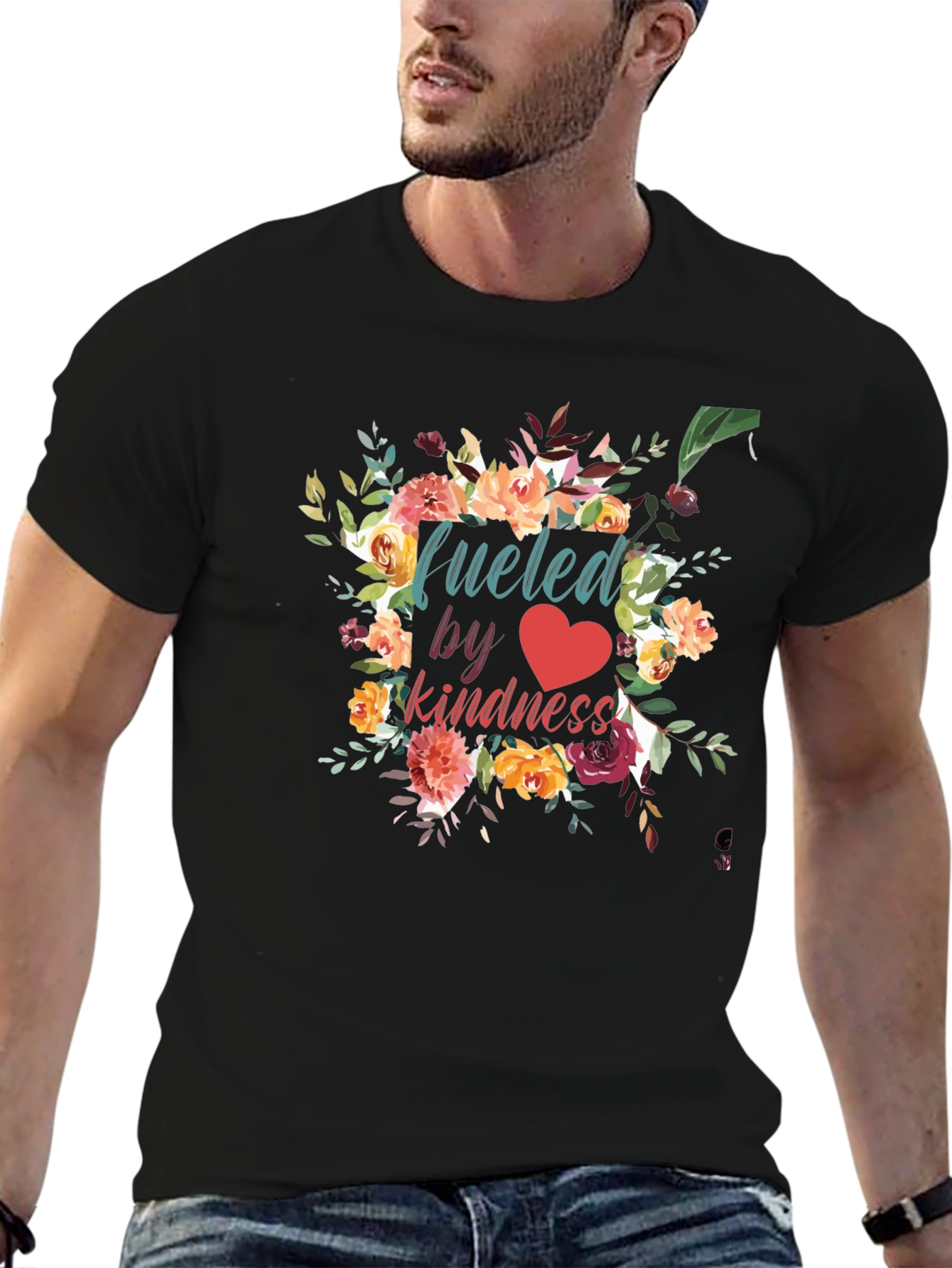 Fueled by Kindness Floral Graphic T-Shirt