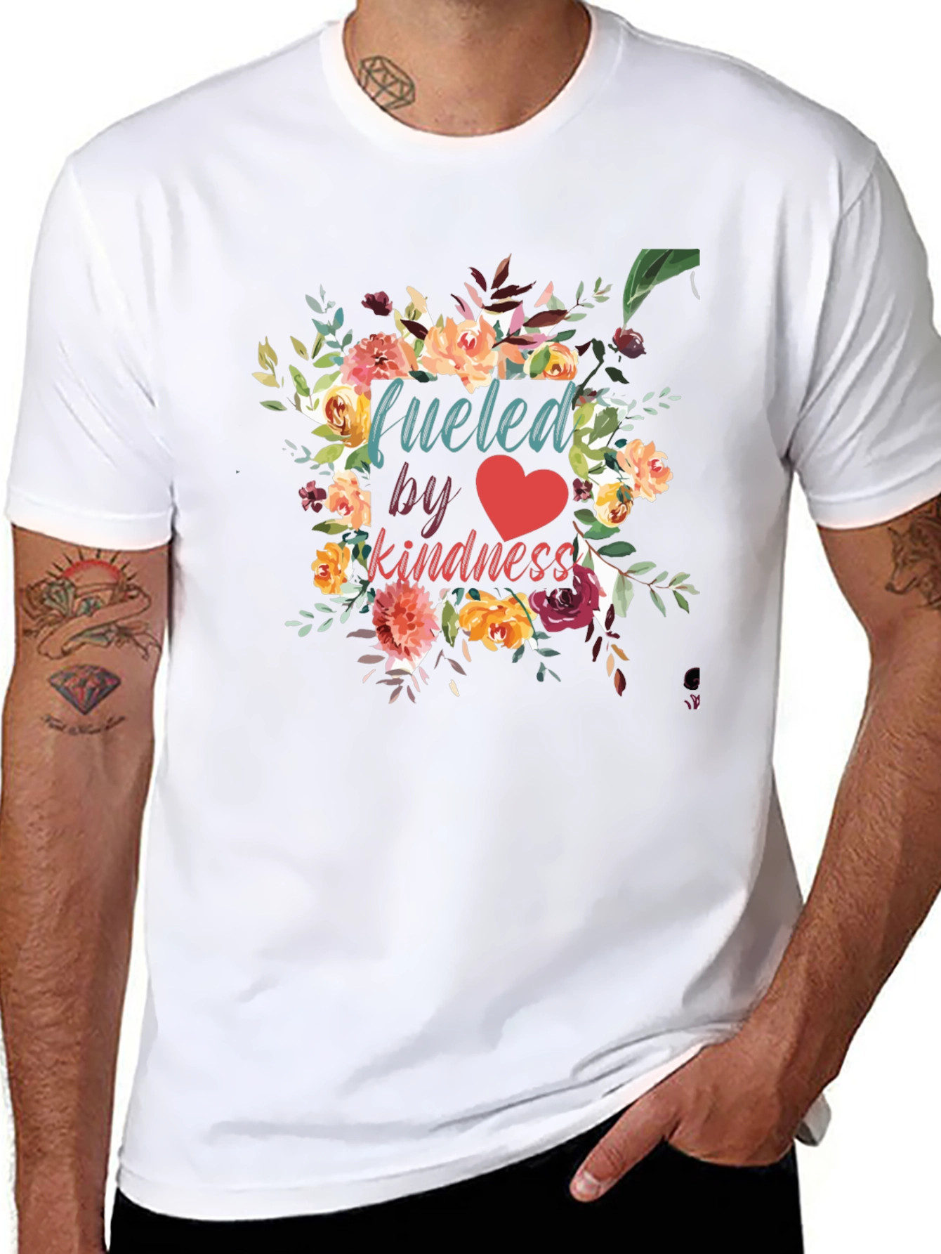Fueled by Kindness Floral Graphic T-Shirt