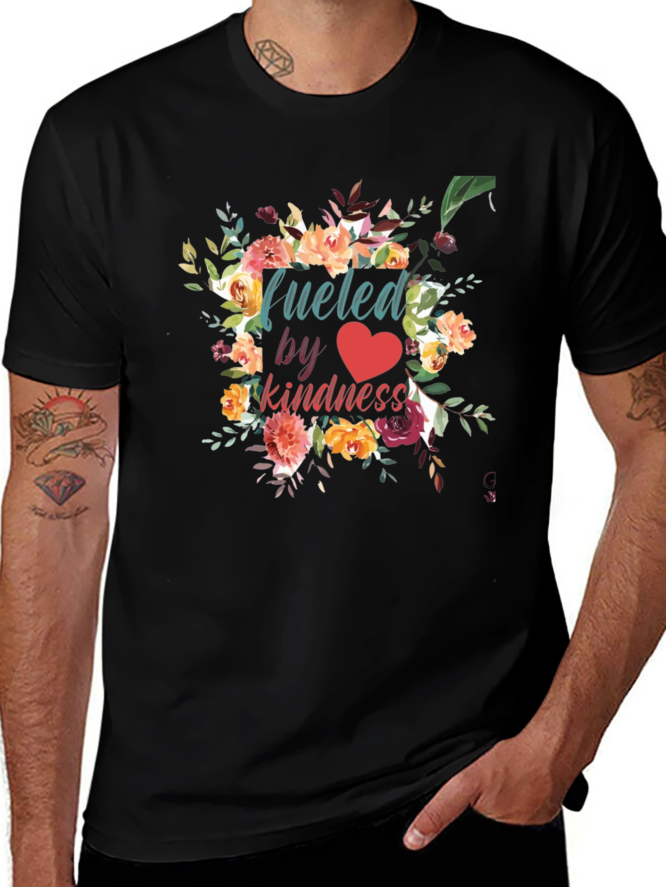 Fueled by Kindness Floral Graphic T-Shirt