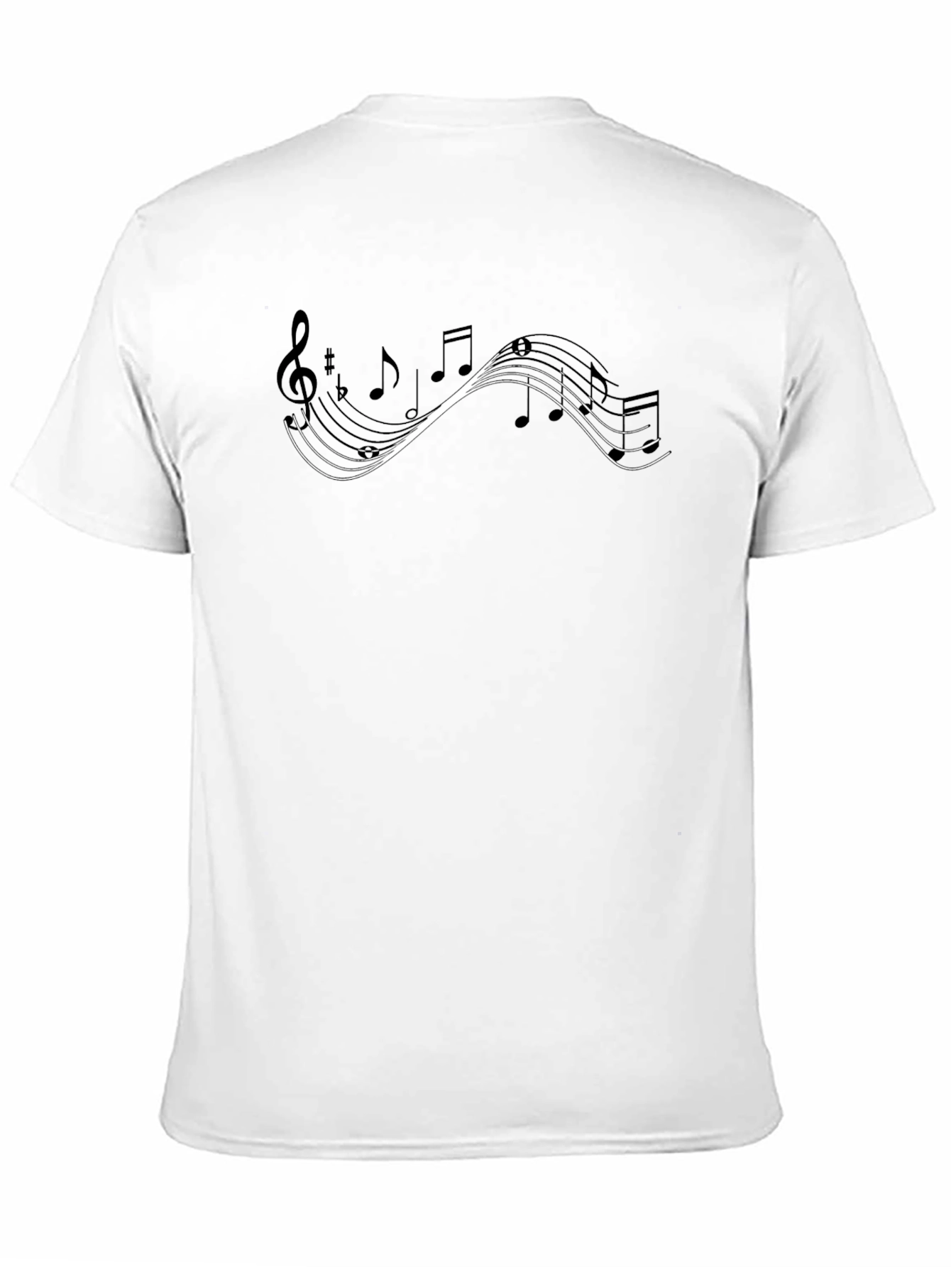 Musical Note Graphic Tee - Black Cotton Casual