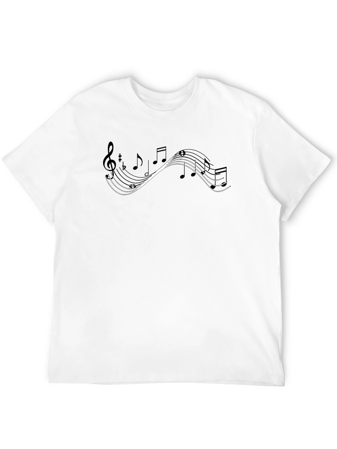 Musical Note Graphic Tee - Black Cotton Casual