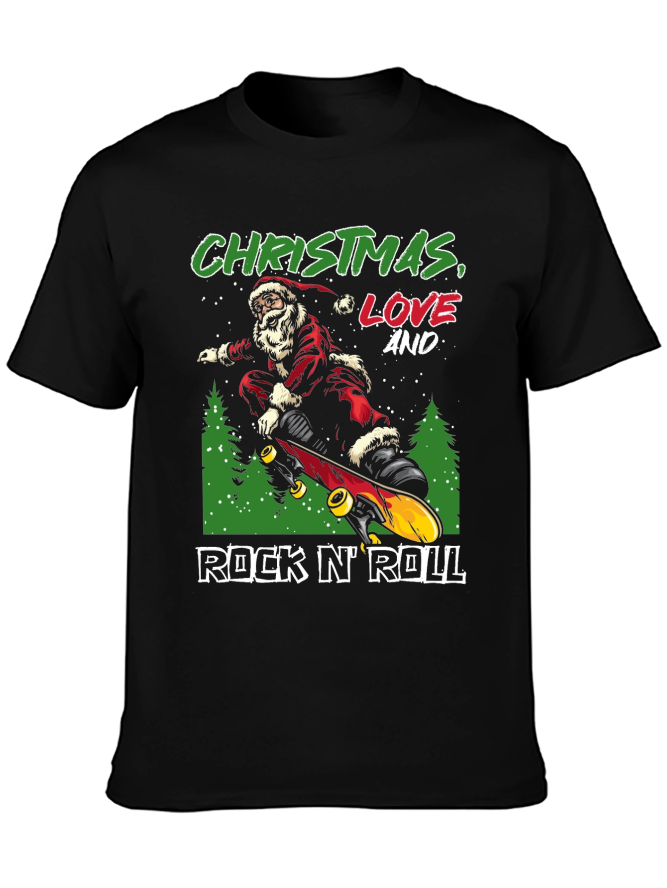 Christmas Santa Skateboard T-Shirt
