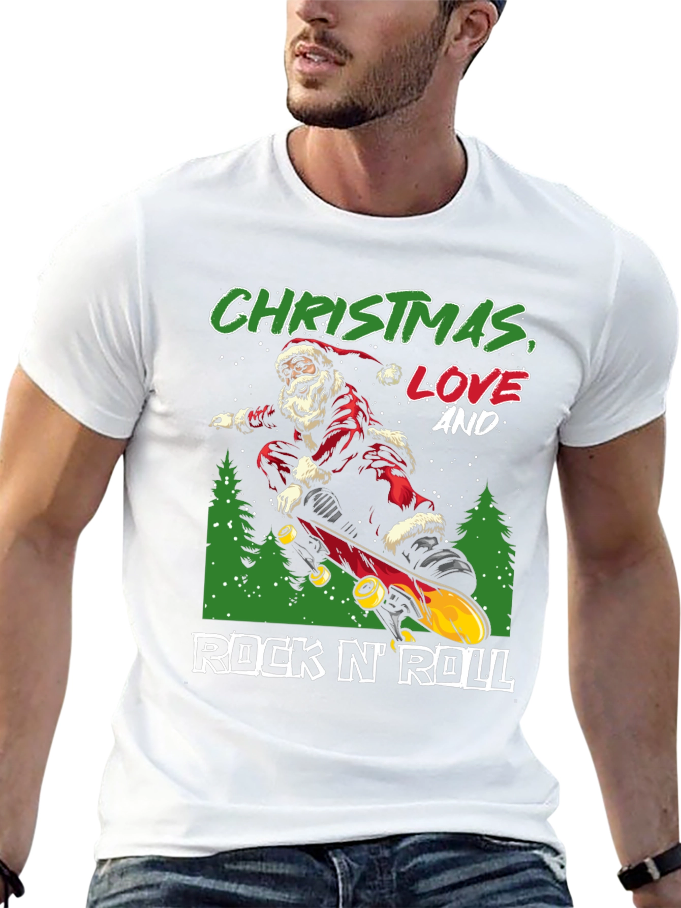 Christmas Santa Skateboard T-Shirt