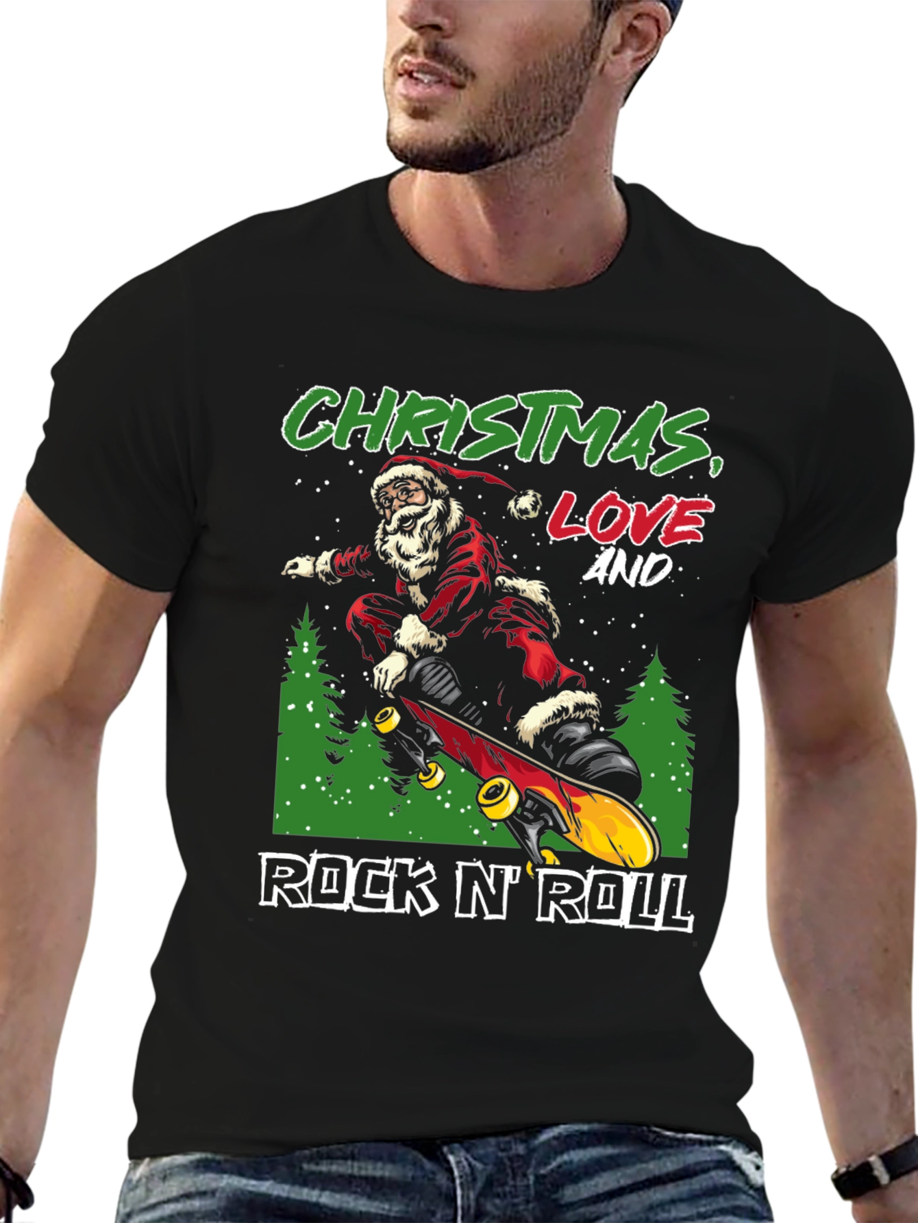 Christmas Santa Skateboard T-Shirt