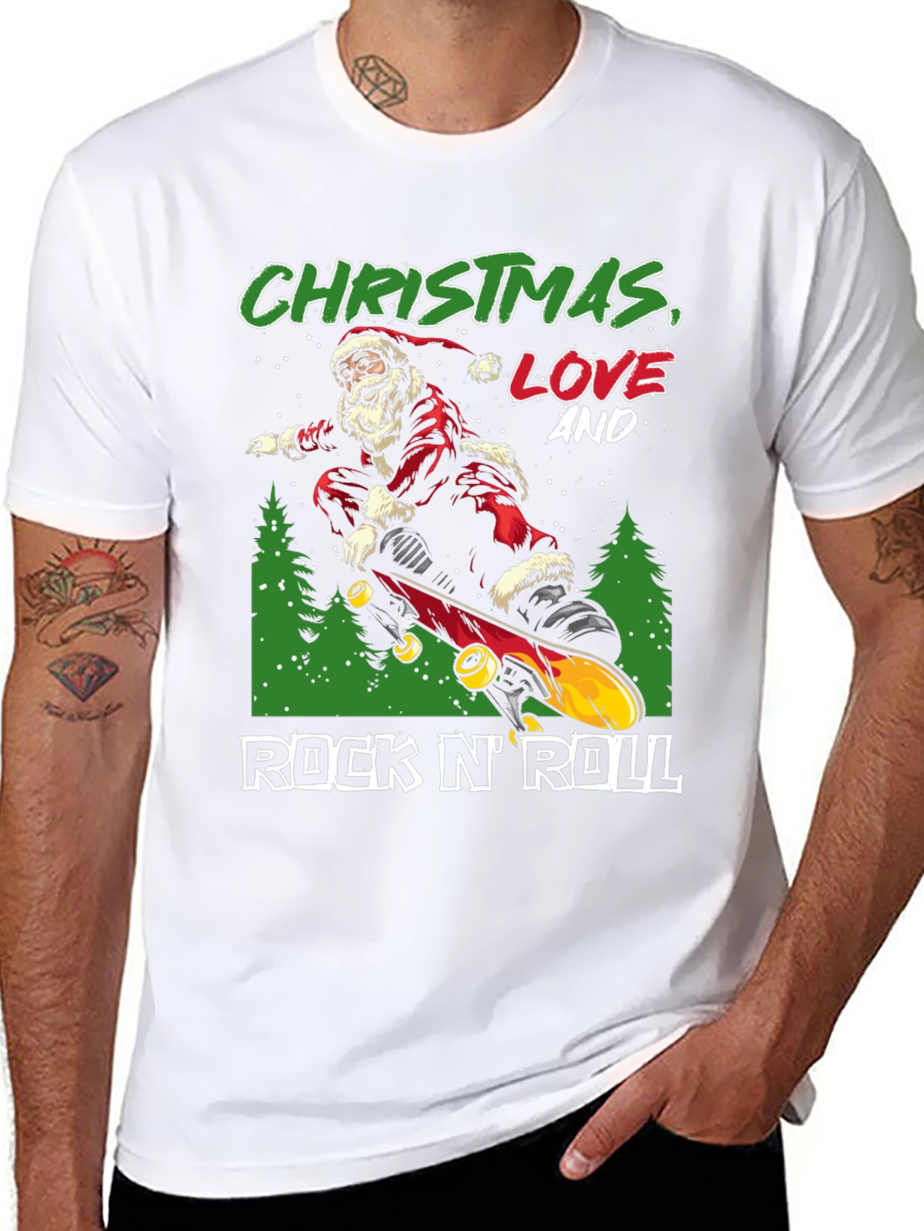 Christmas Santa Skateboard T-Shirt