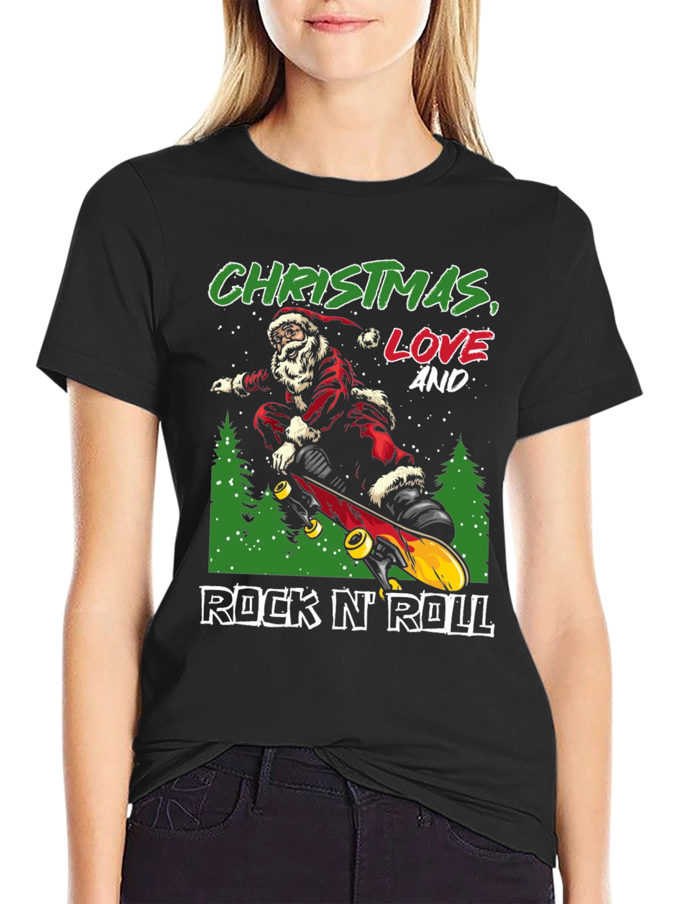 Christmas Santa Skateboard T-Shirt