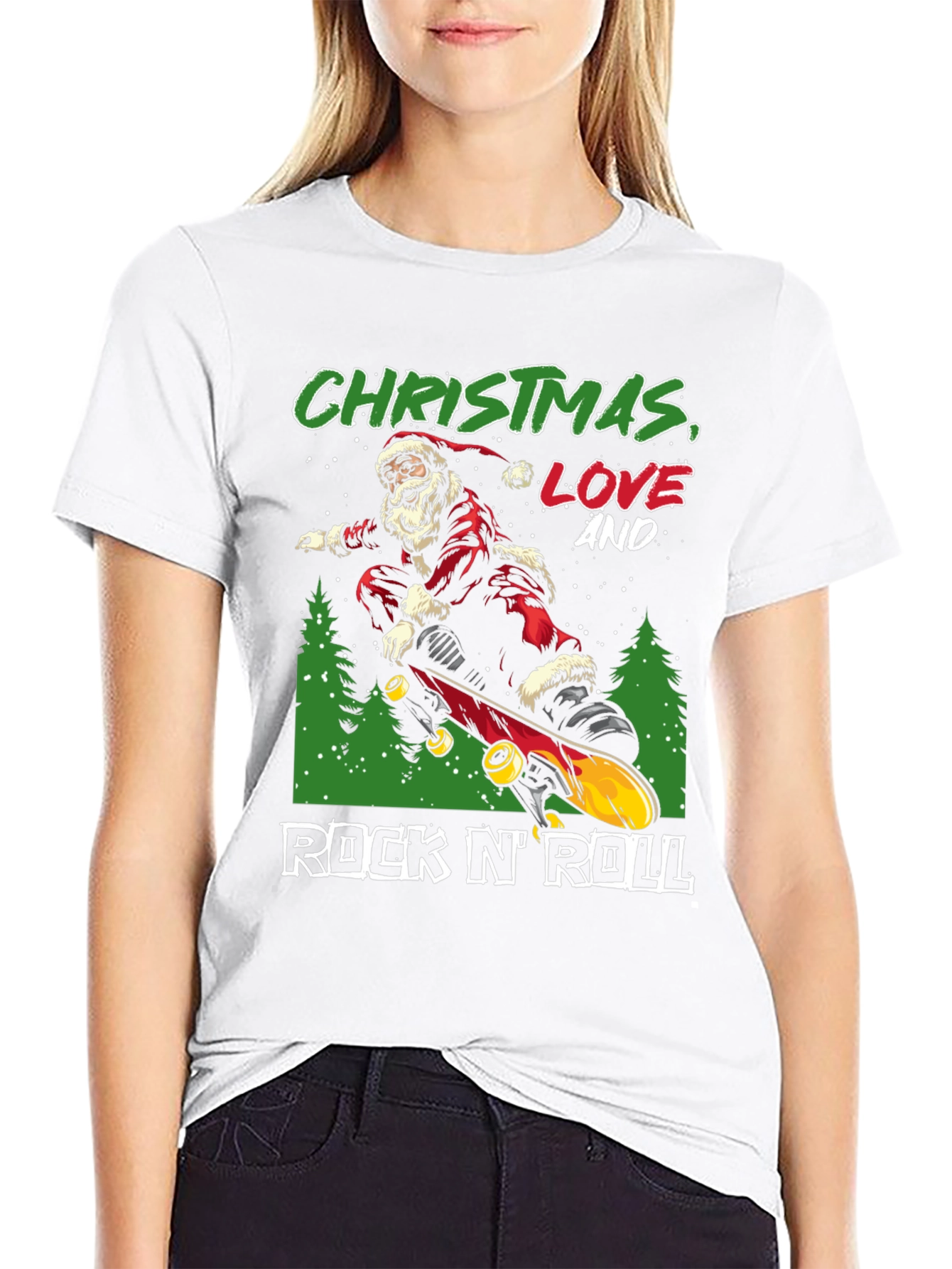 Christmas Santa Skateboard T-Shirt