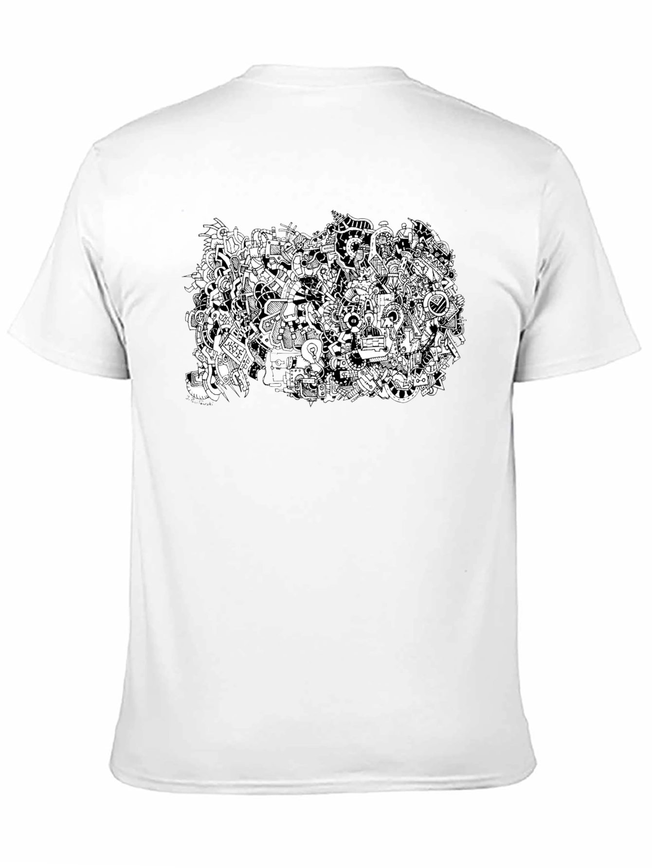 Abstract Doodle Print Black T-Shirt