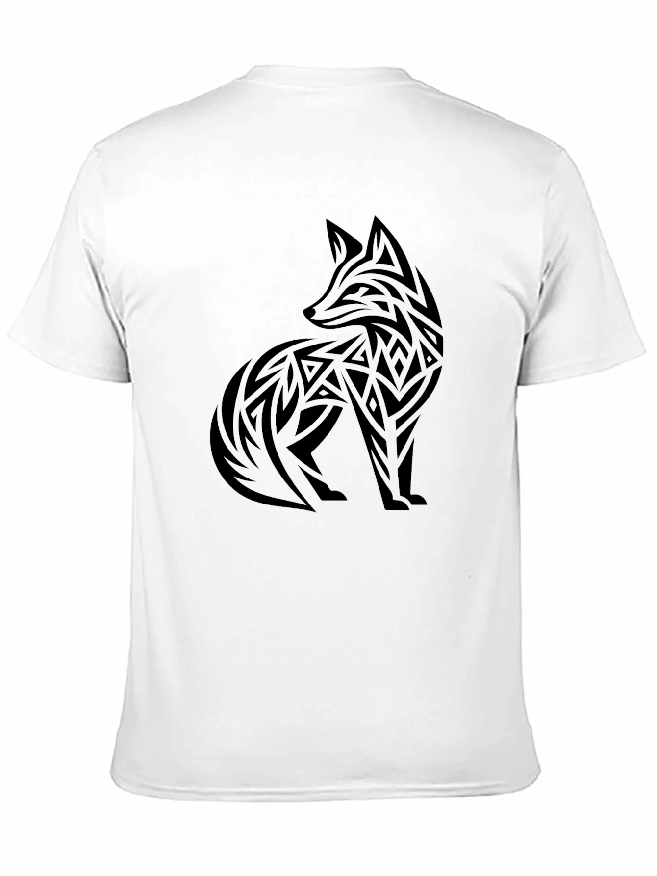 Tribal Fox Graphic Tee - Black Cotton Blend