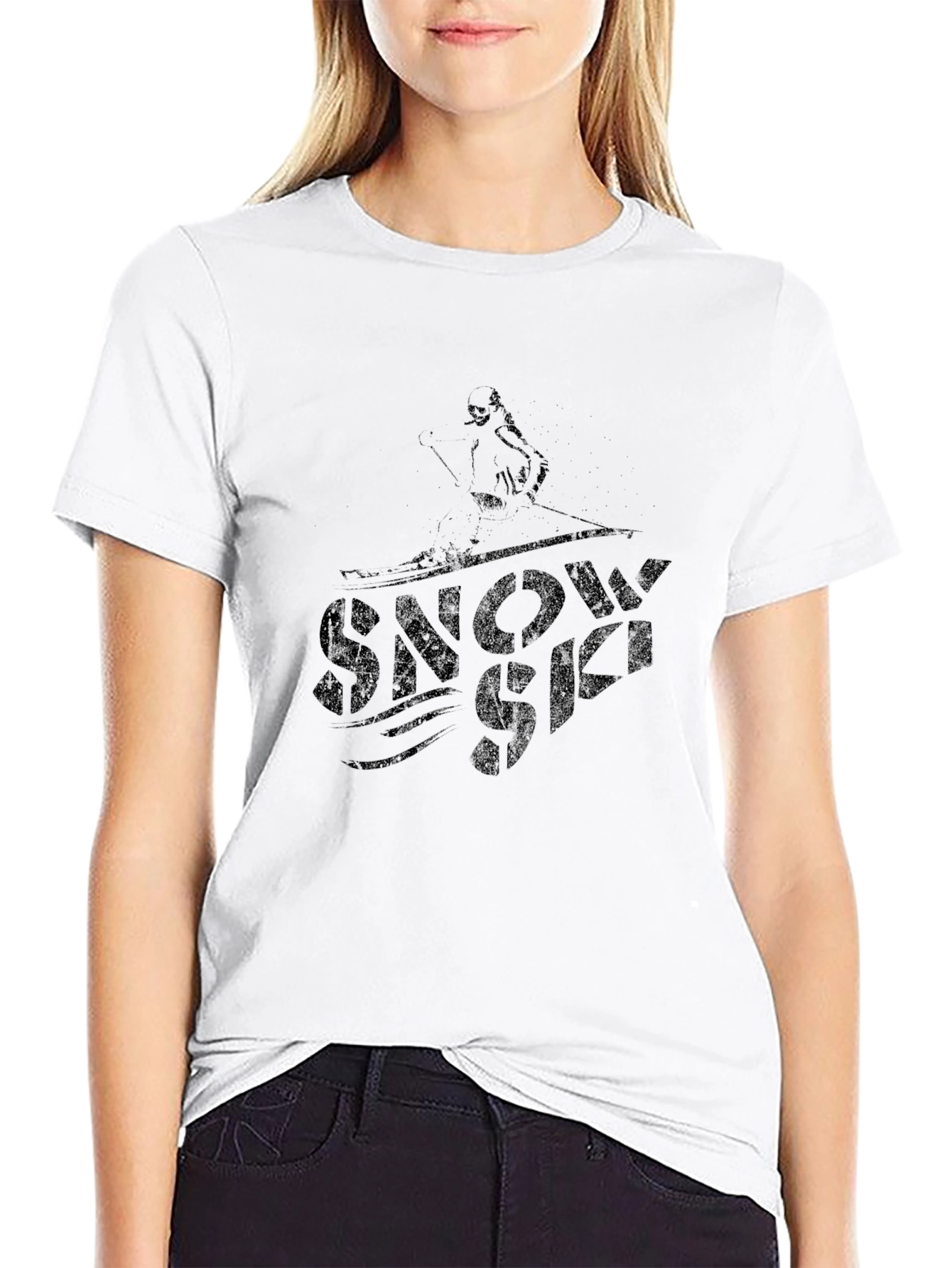 Snow Ski Graphic Black T-Shirt