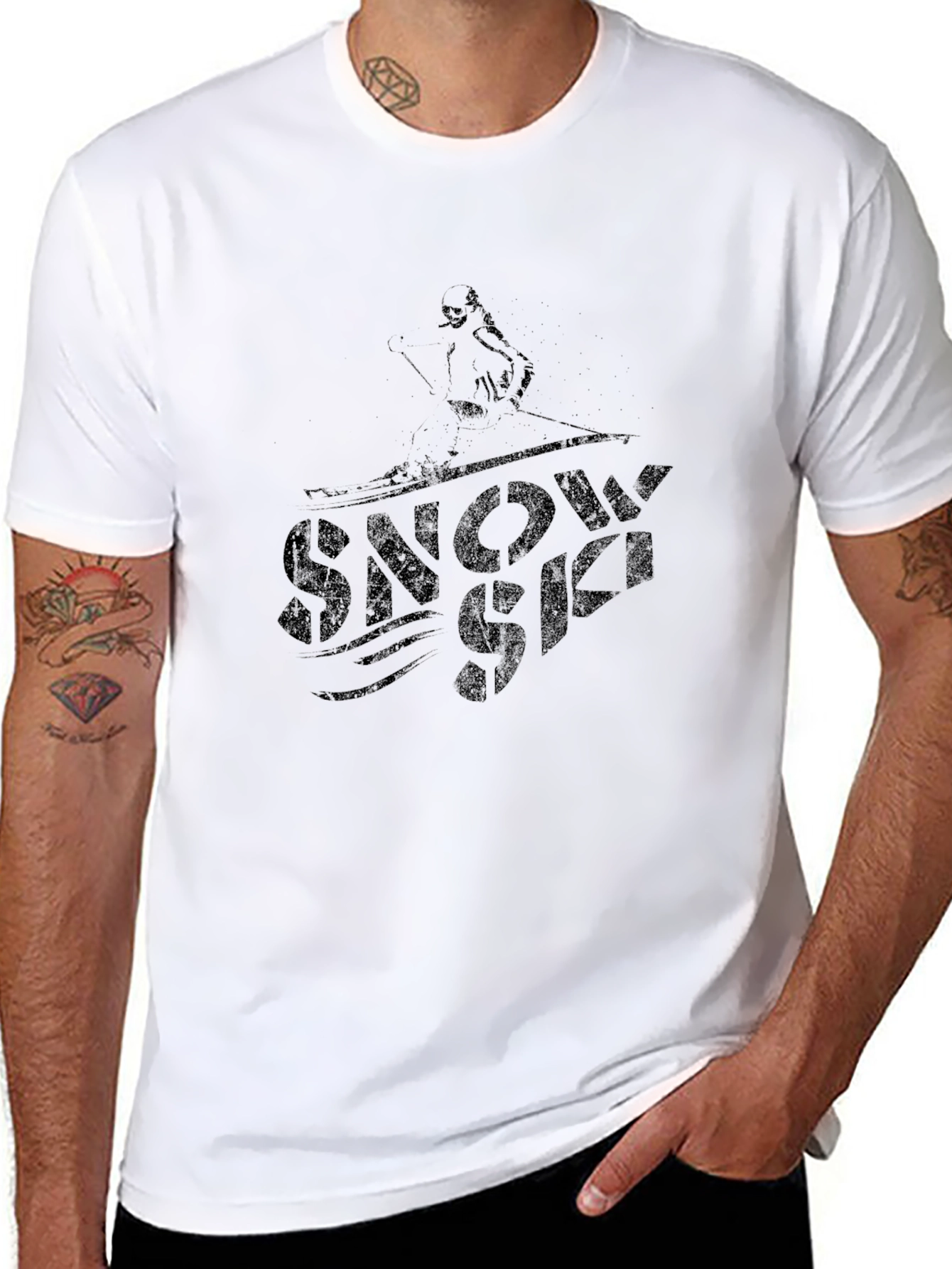 Snow Ski Graphic Black T-Shirt