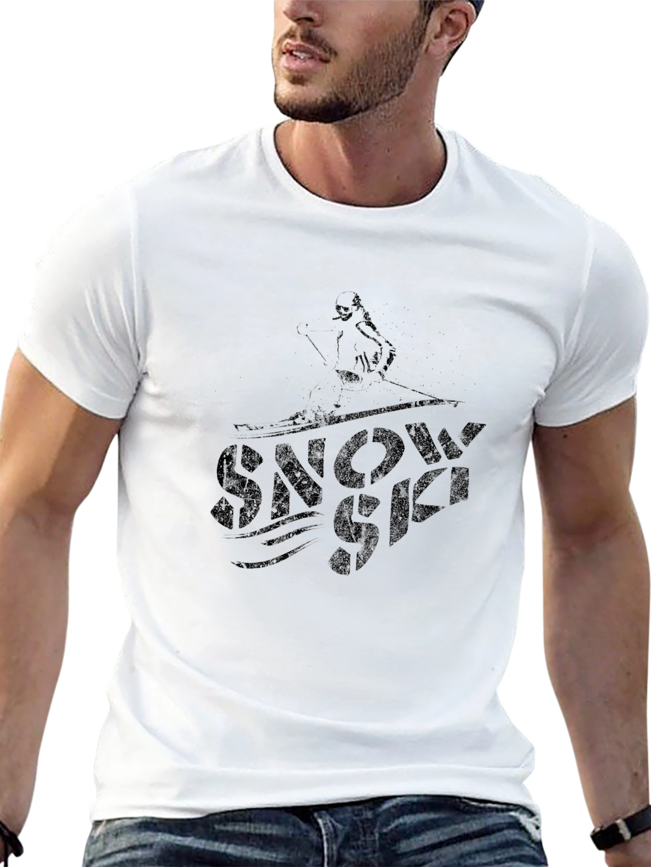 Snow Ski Graphic Black T-Shirt