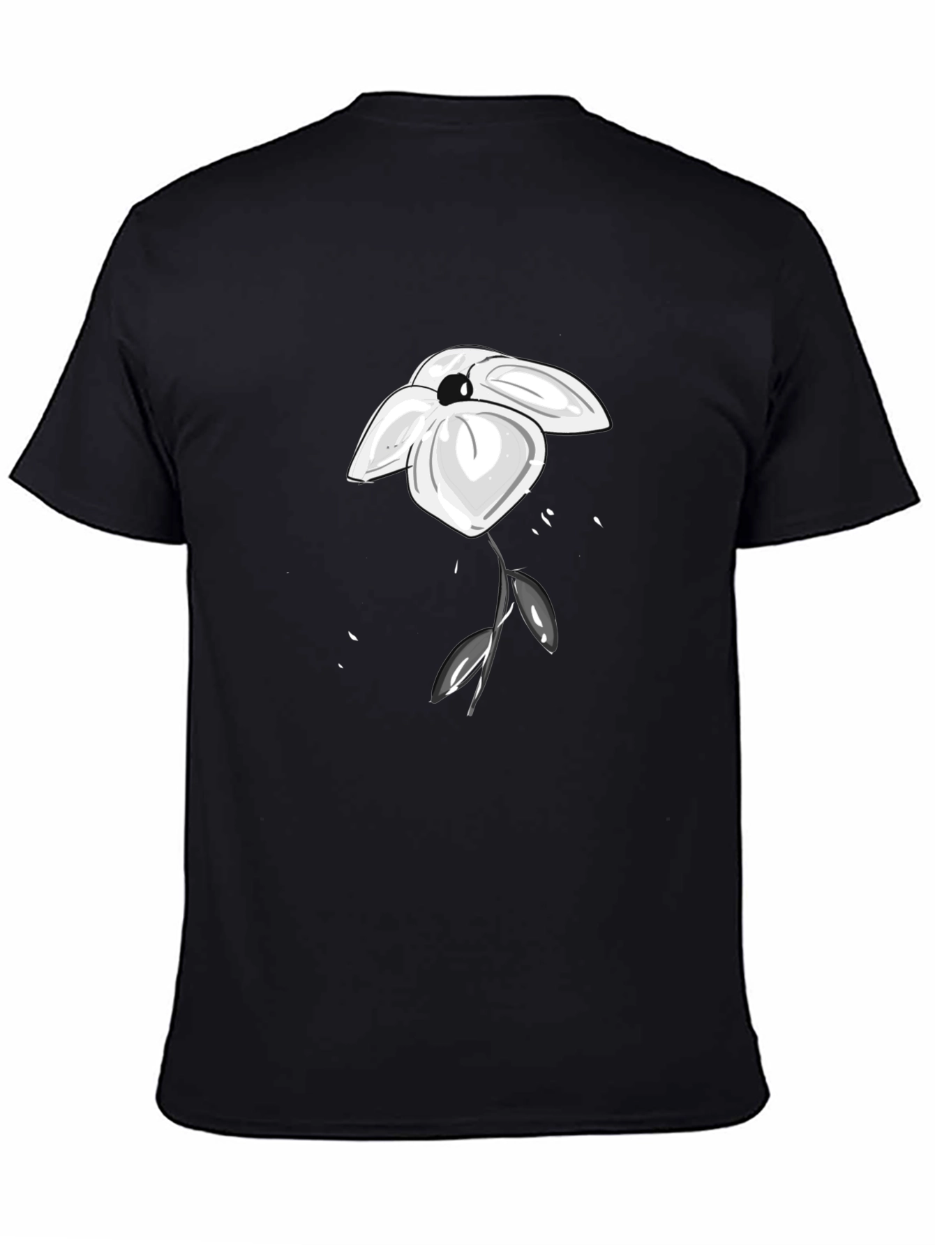 Minimalist Flower Graphic Black T-Shirt