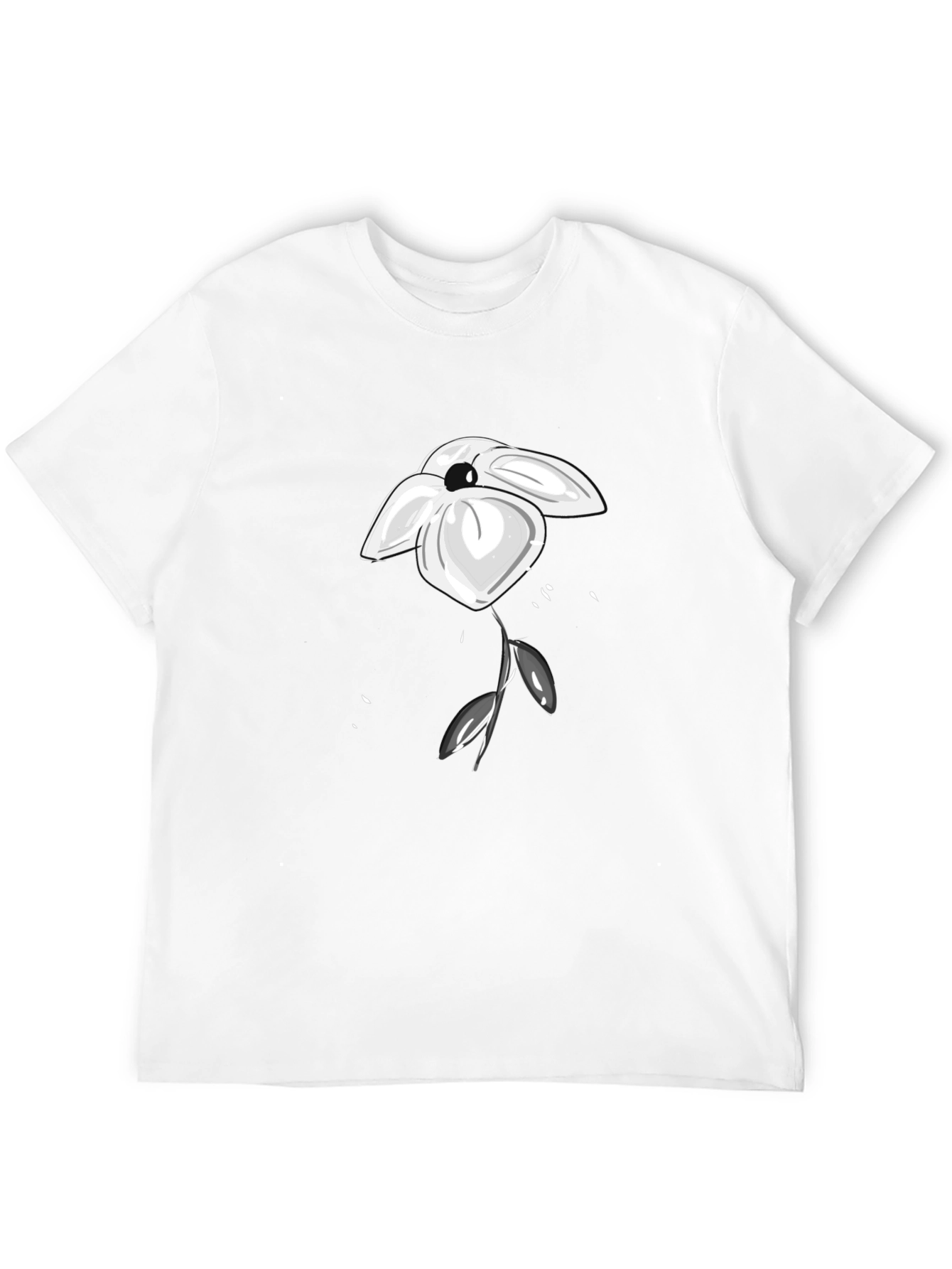 Minimalist Flower Graphic Black T-Shirt