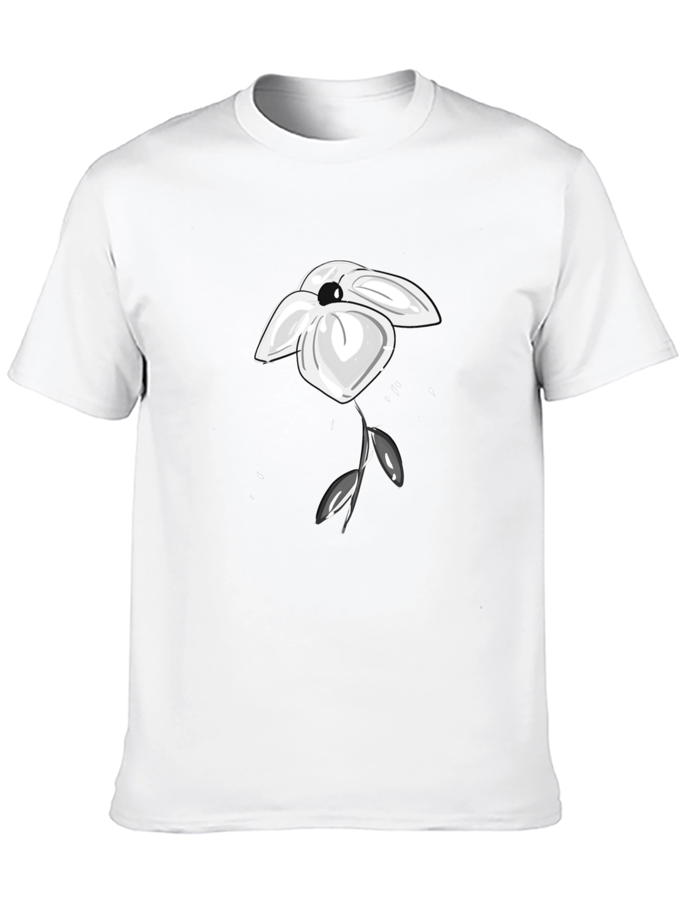 Minimalist Flower Graphic Black T-Shirt