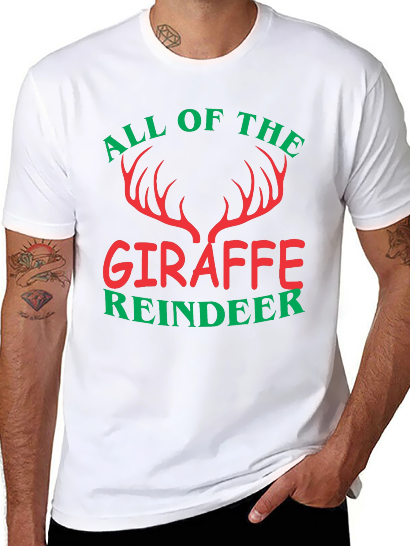 All of the Giraffe Reindeer Christmas Holiday T-Shirt