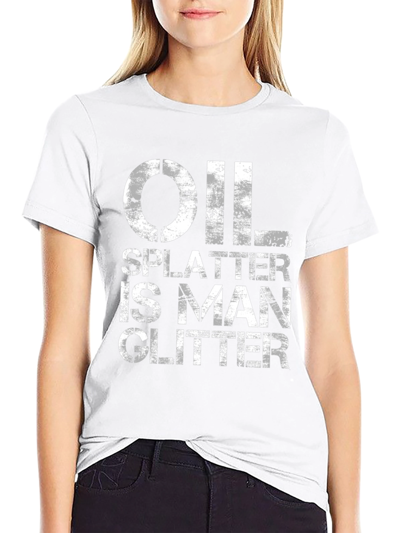 Oil Splatter is Man Glitter - Black T-Shirt