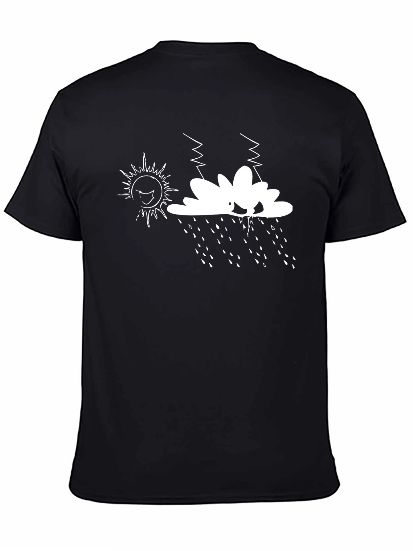 Whimsical Weather Graphic Tee - Black Cotton