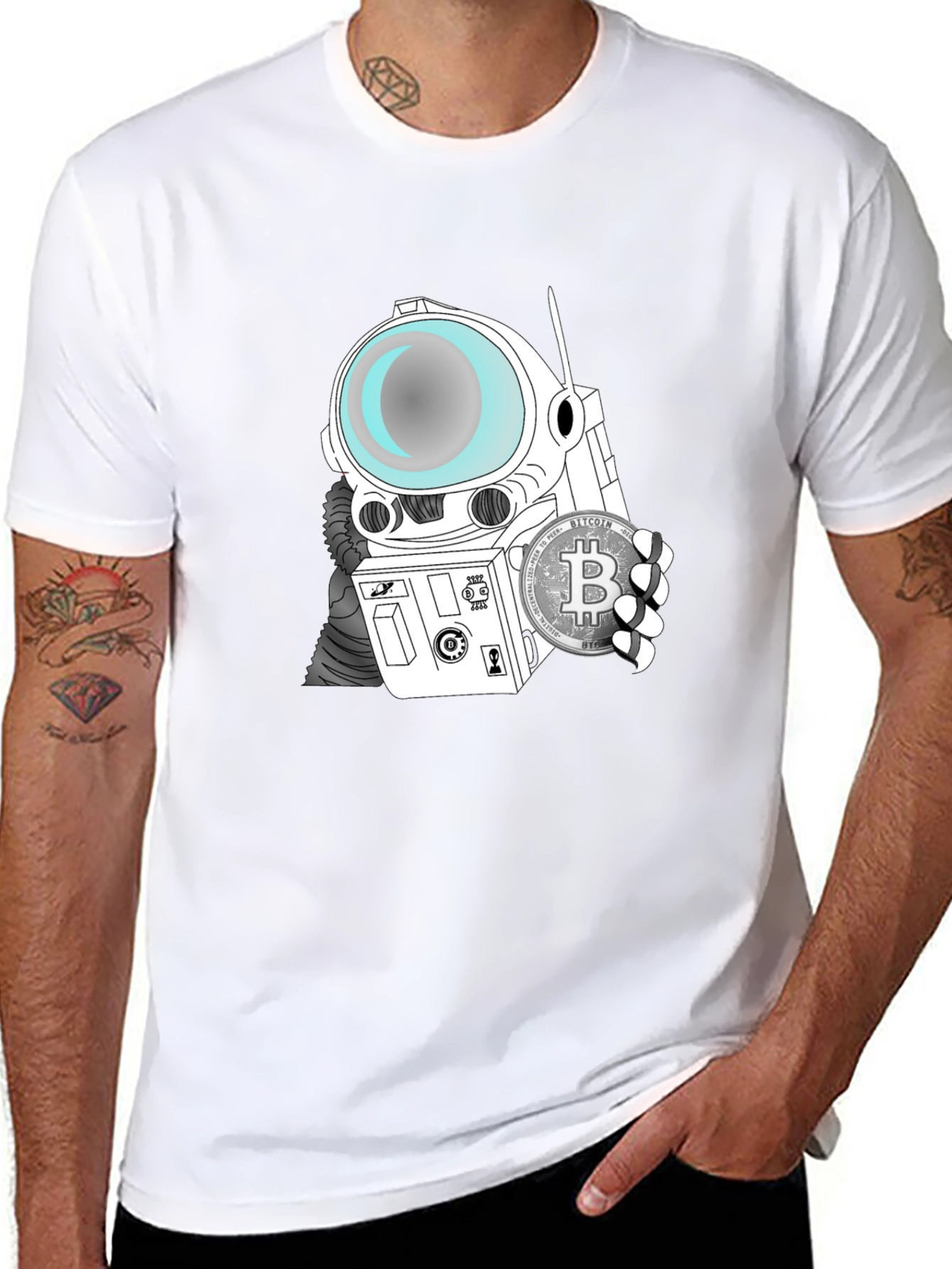 Astronaut Bitcoin Graphic T-Shirt