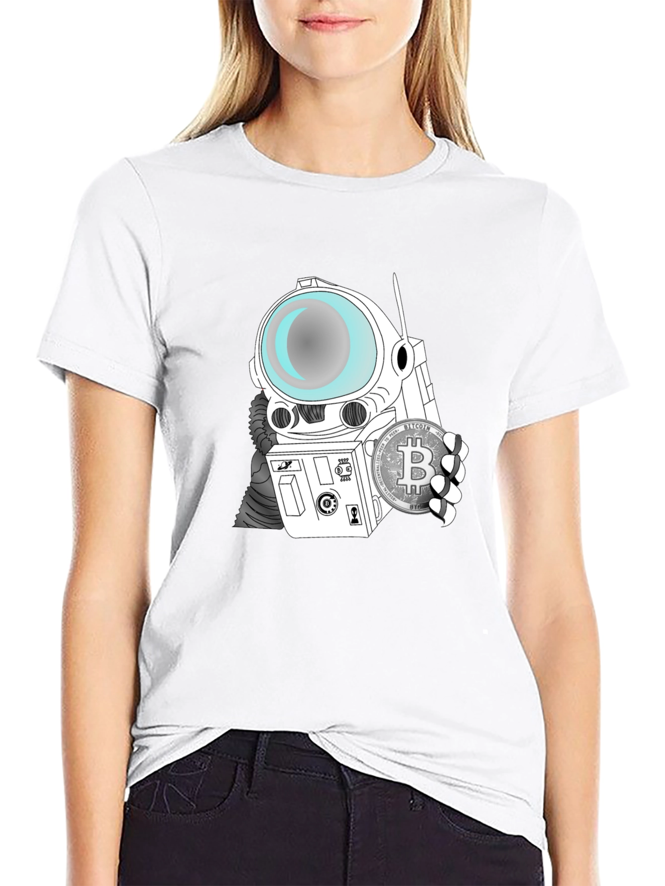 Astronaut Bitcoin Graphic T-Shirt