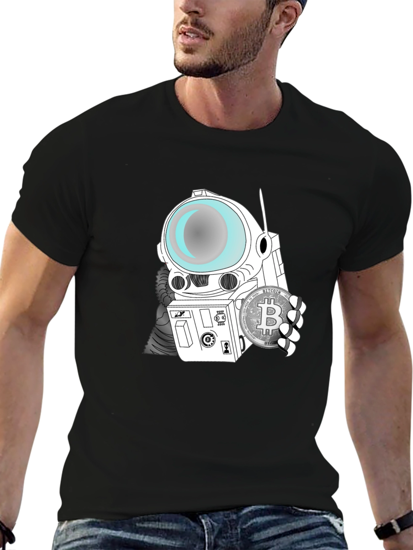 Astronaut Bitcoin Graphic T-Shirt