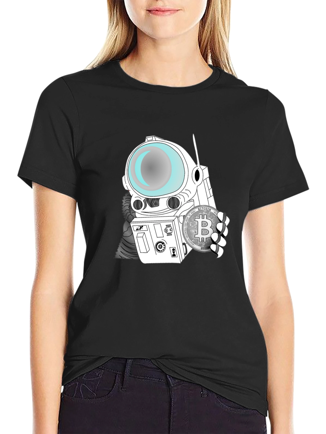 Astronaut Bitcoin Graphic T-Shirt