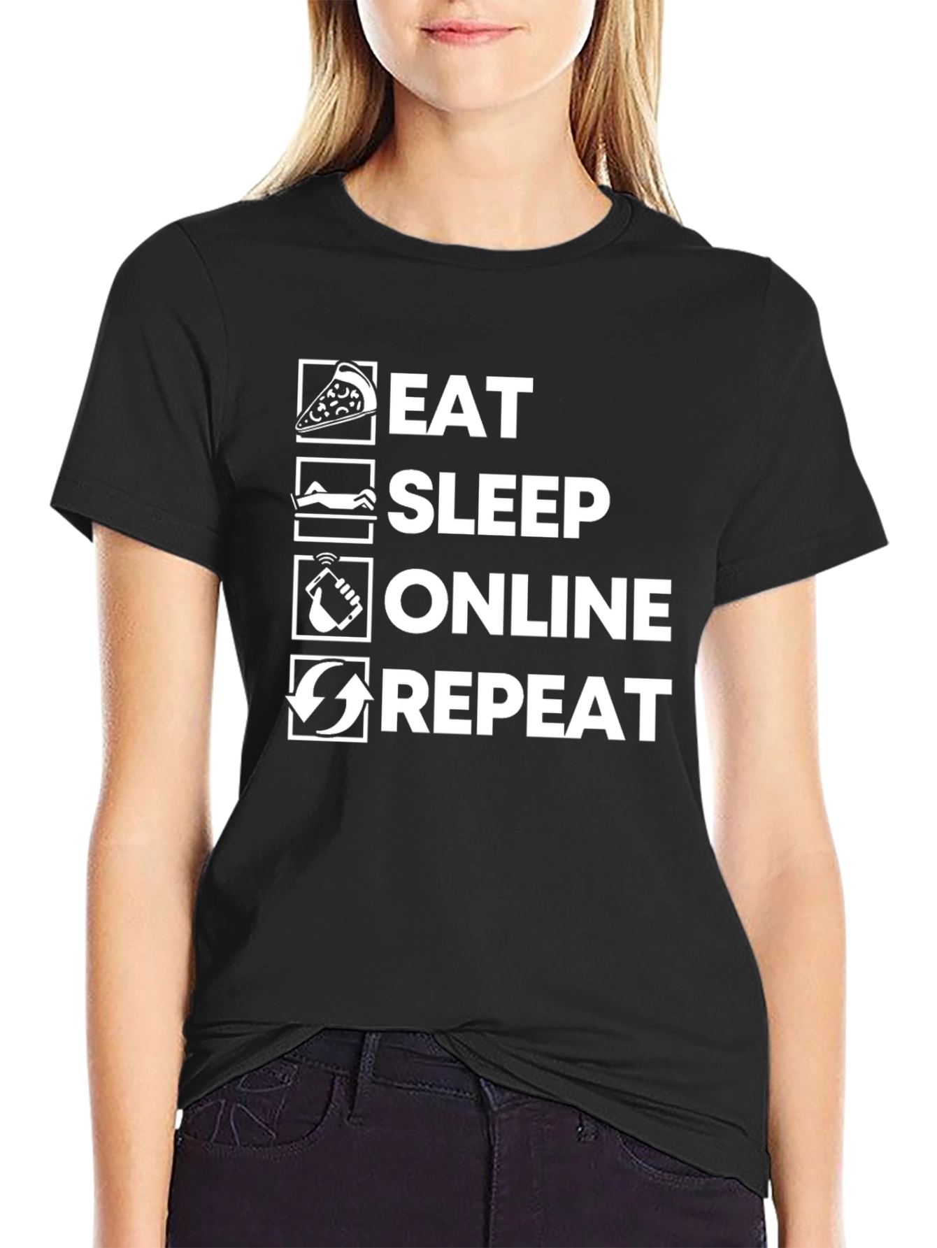 Eat Sleep Online Repeat Graphic T-Shirt