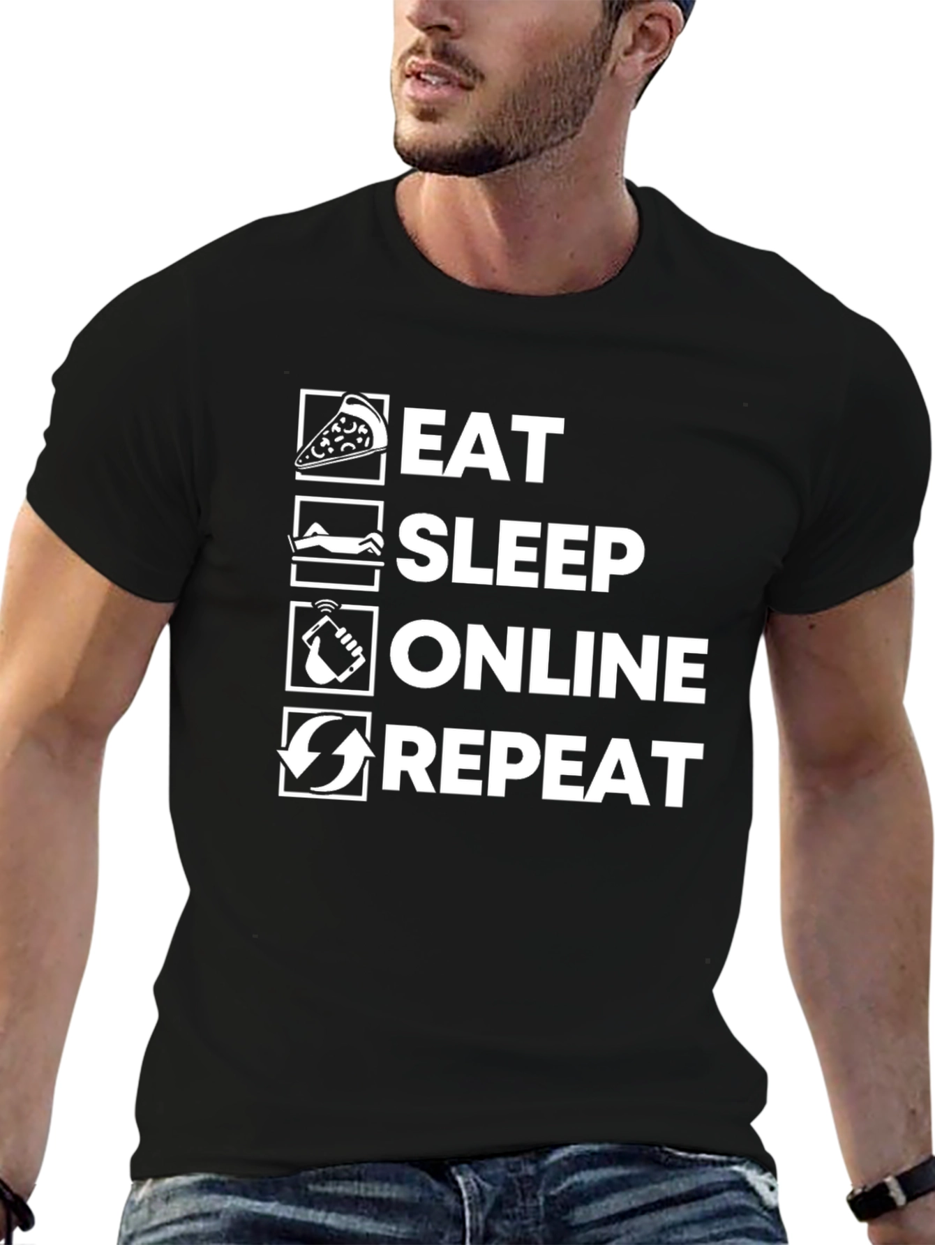 Eat Sleep Online Repeat Graphic T-Shirt