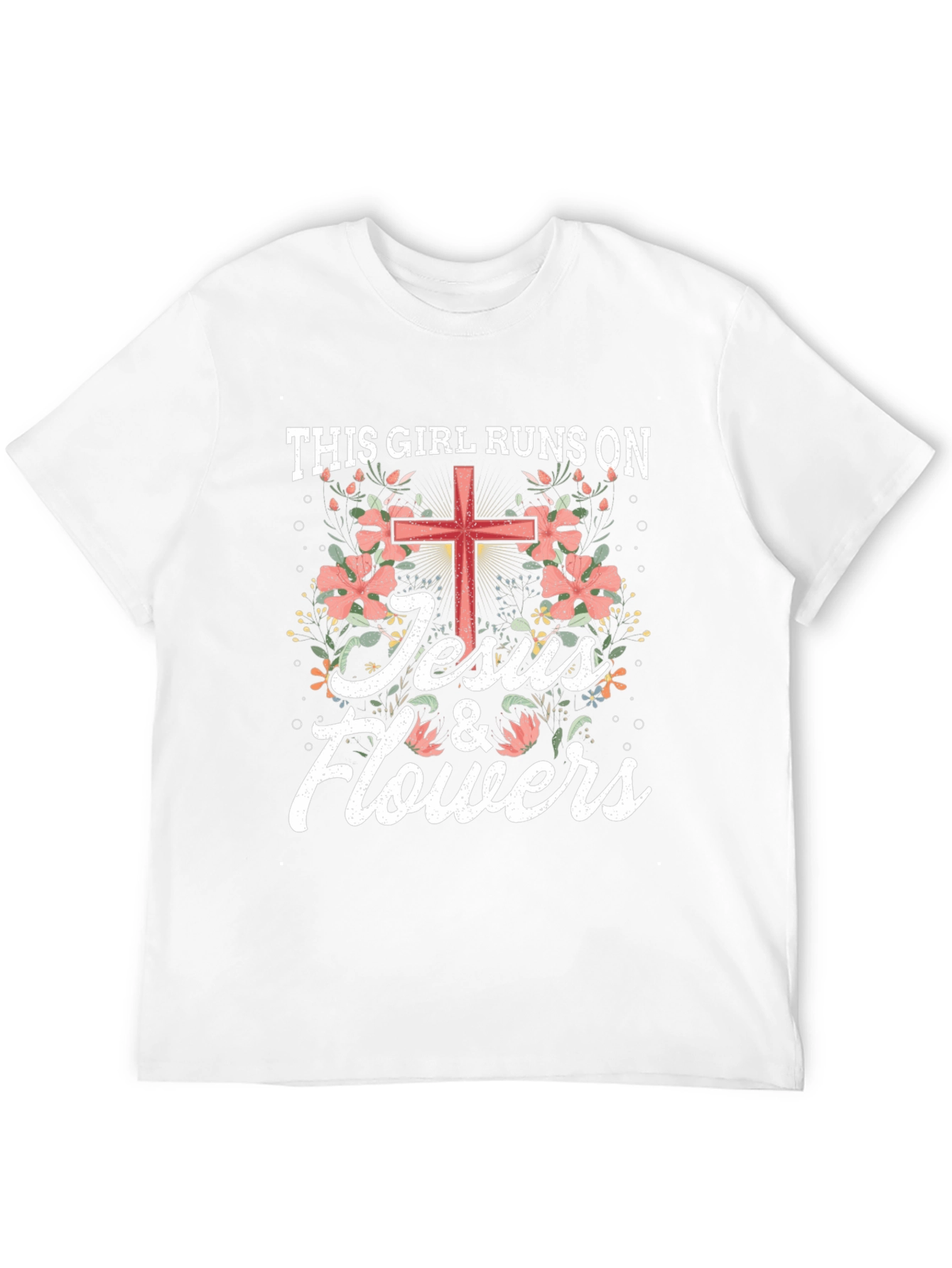 This Girl Runs on Jesus & Flowers T-Shirt