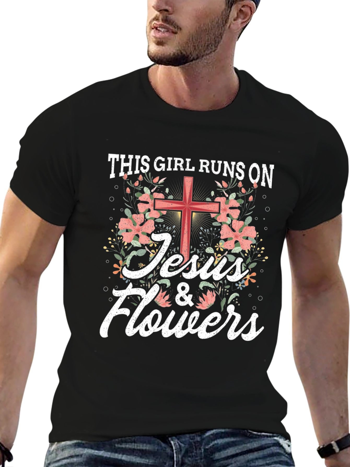 This Girl Runs on Jesus & Flowers T-Shirt
