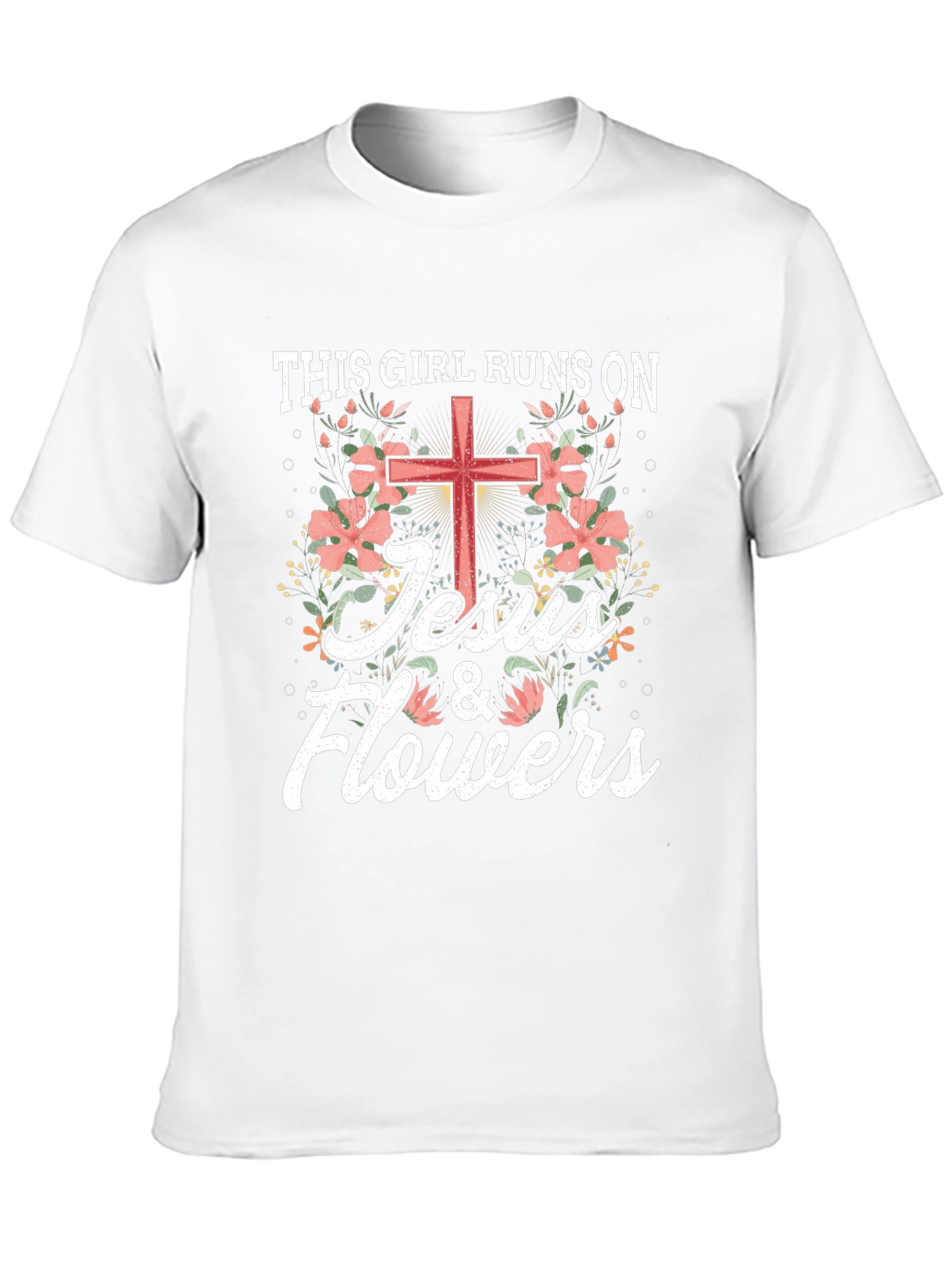 This Girl Runs on Jesus & Flowers T-Shirt