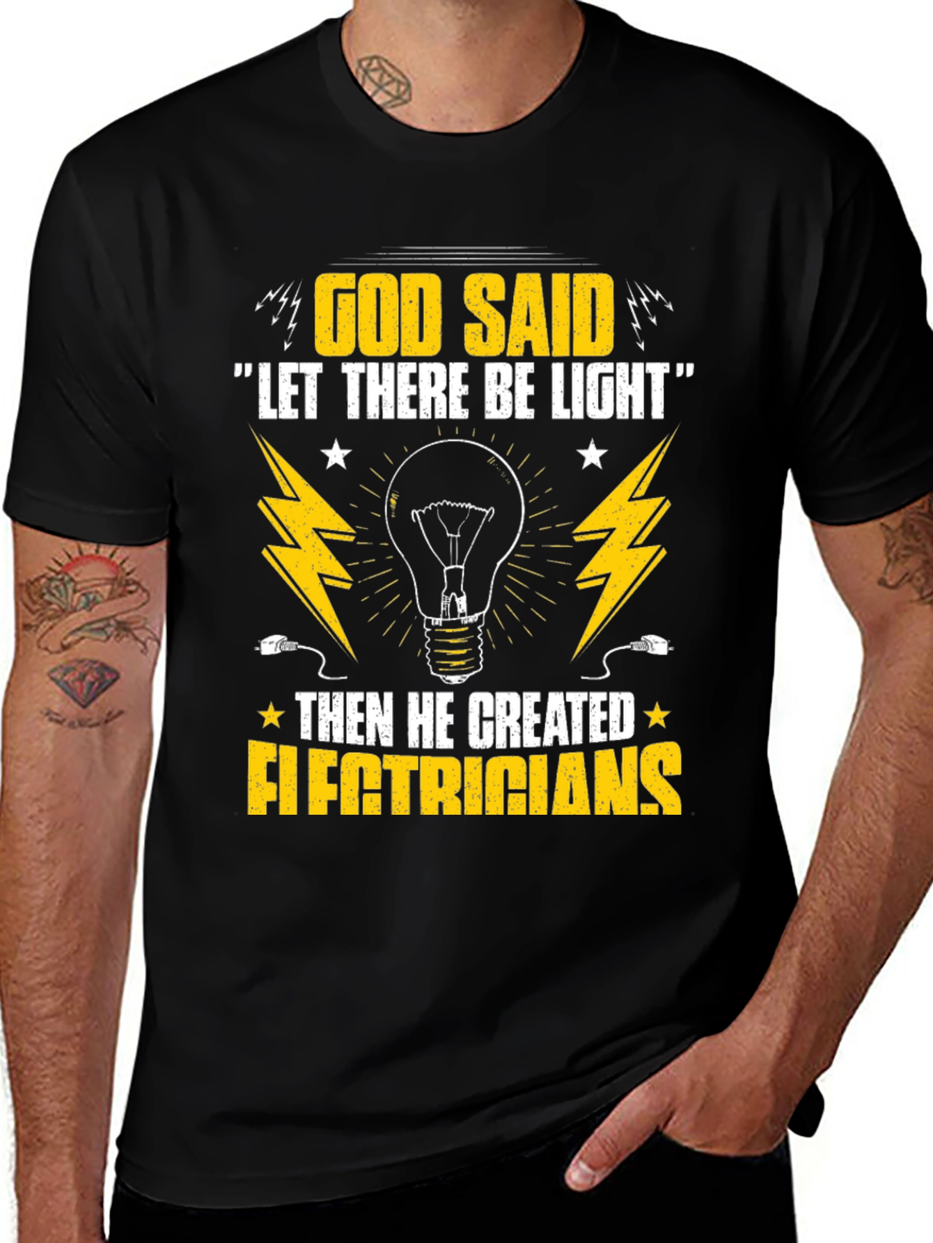 Electrician T-Shirt - God Said Let There Be Light