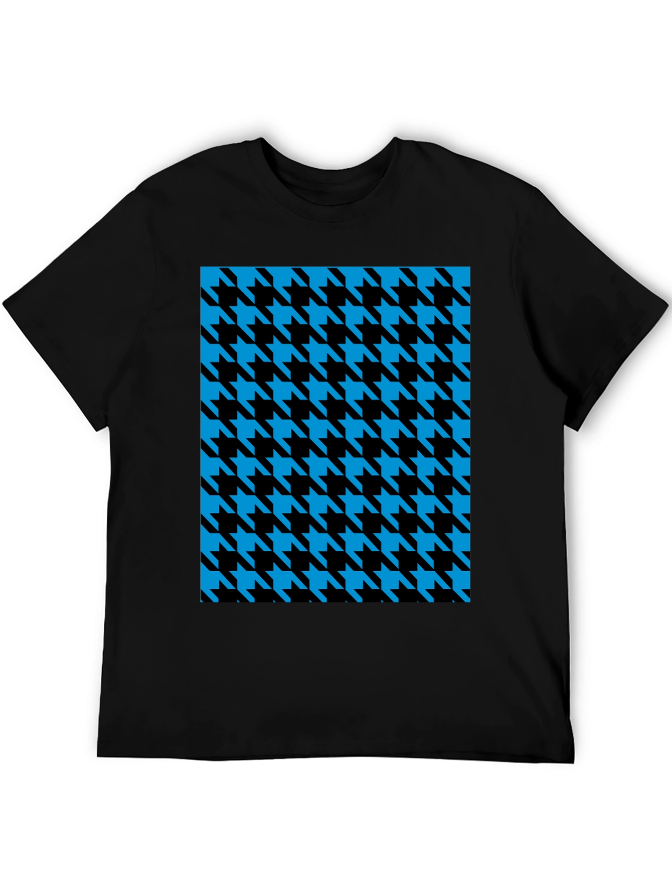 Houndstooth Patterned Black T-Shirt
