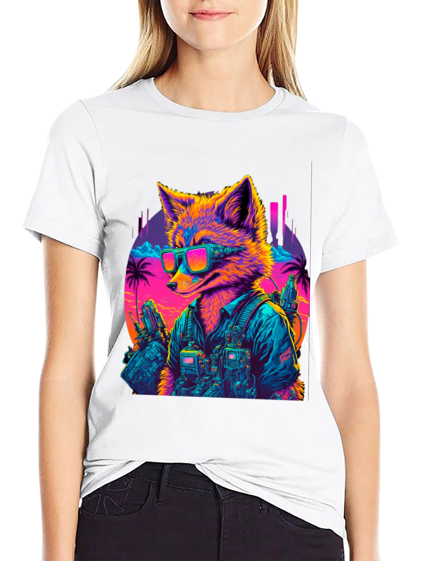 Cyberpunk Fox Graphic T-Shirt