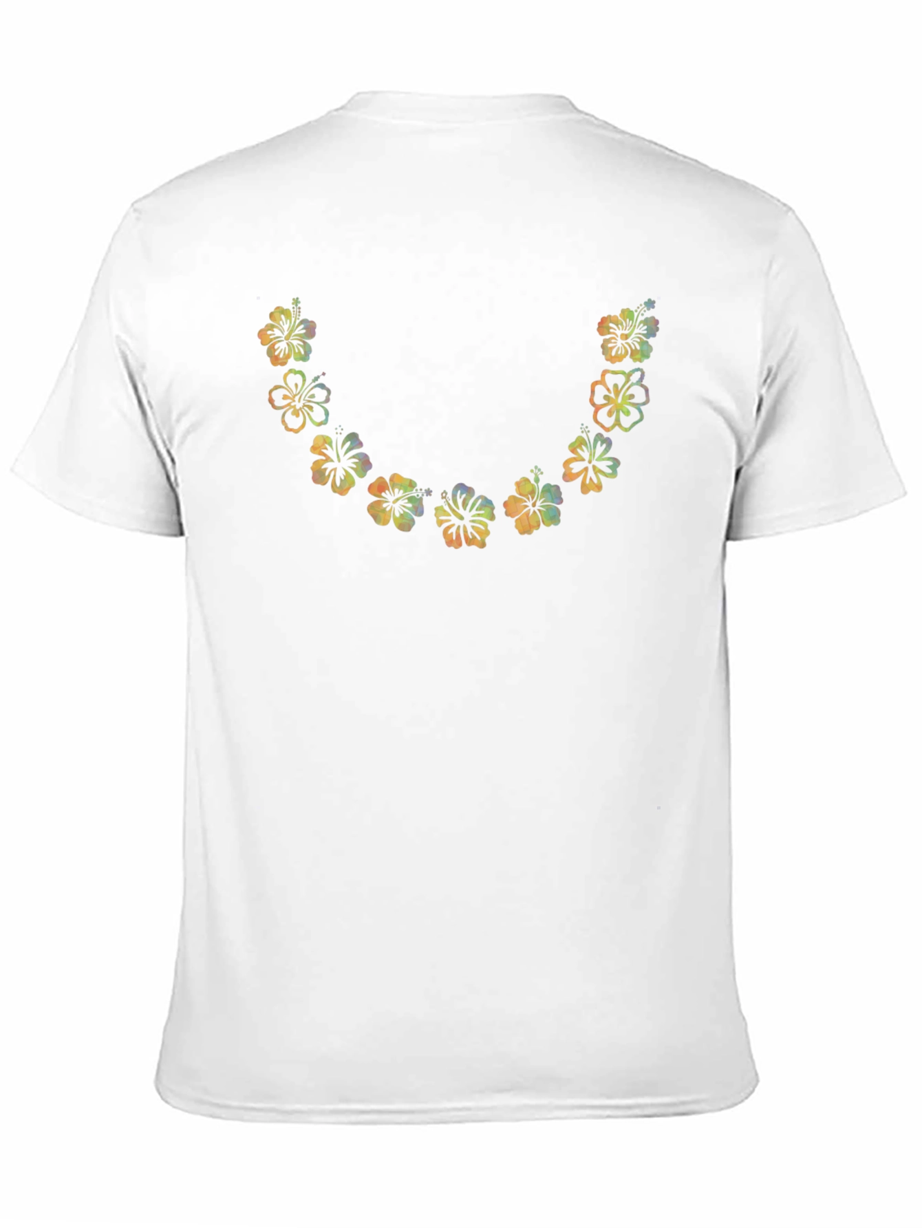 Floral U-Neck Tee - Vibrant Hawaiian Flower Design