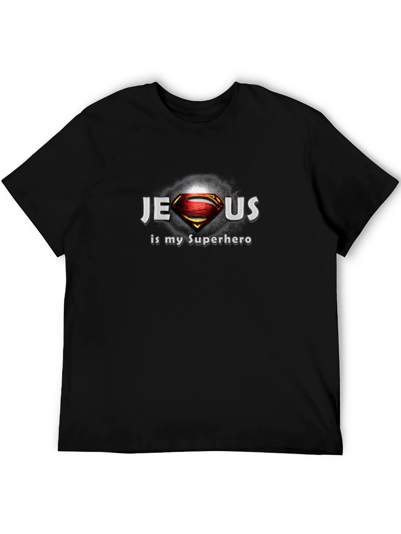 Jesus Is My Superhero Black T-Shirt