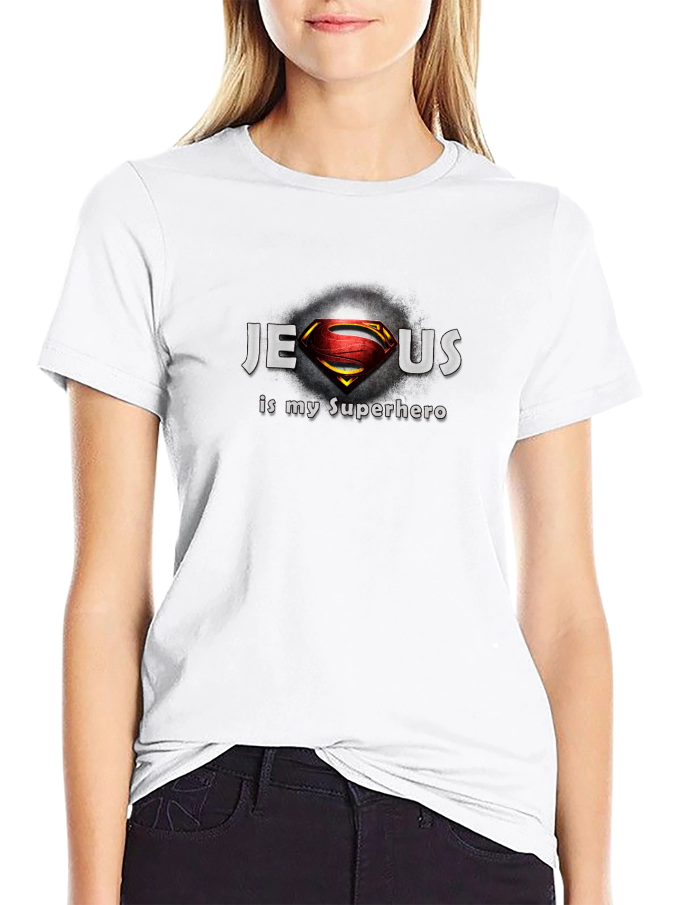Jesus Is My Superhero Black T-Shirt