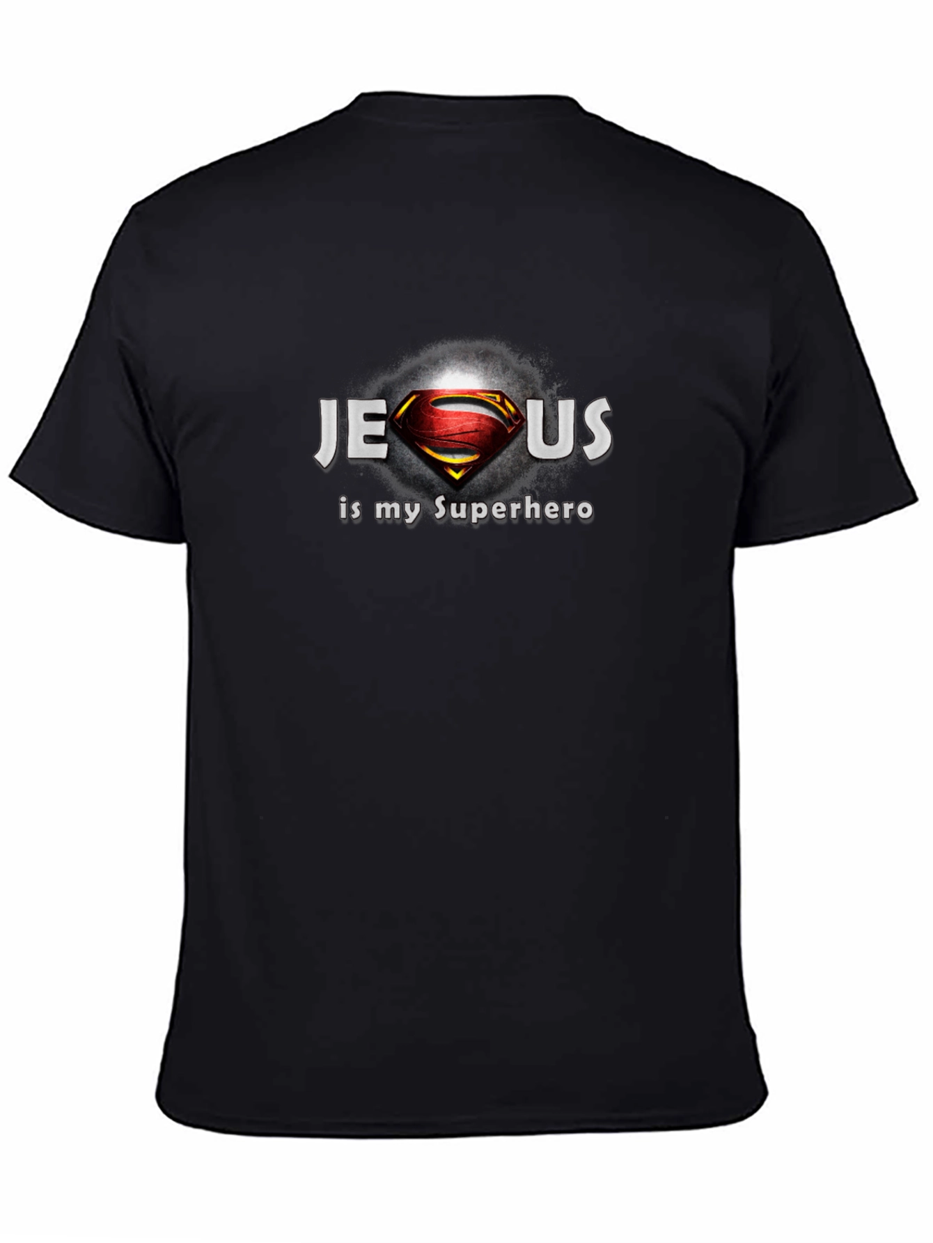 Jesus Is My Superhero Black T-Shirt