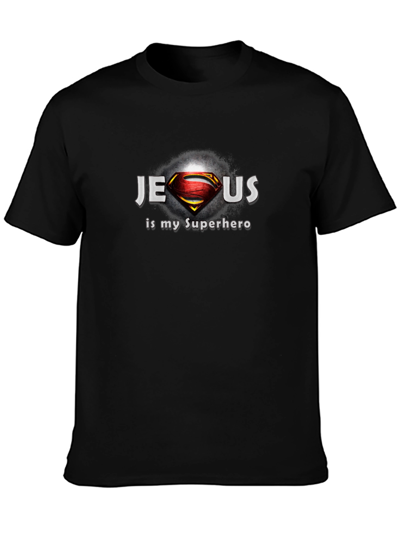 Jesus Is My Superhero Black T-Shirt
