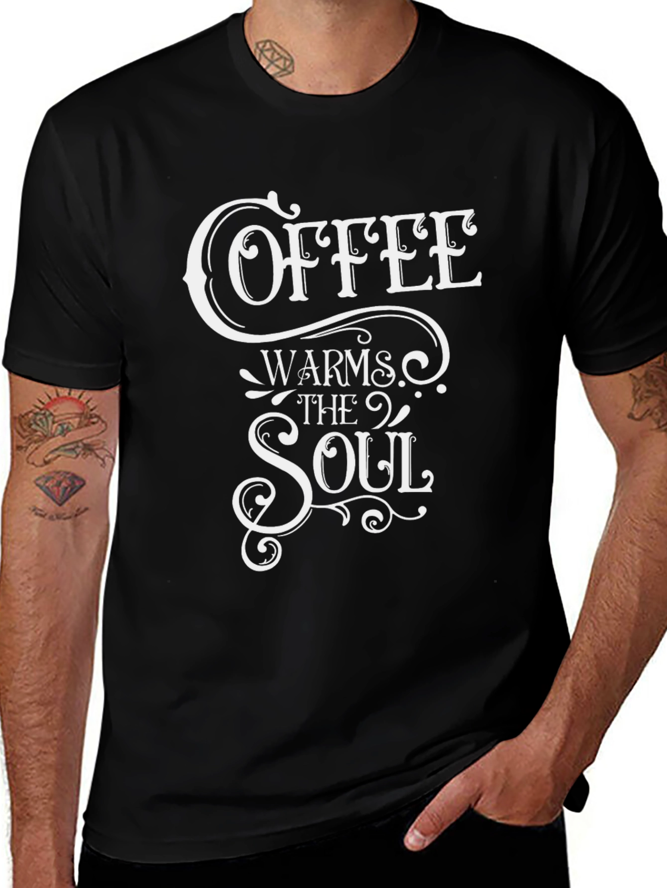 Coffee Warms the Soul Graphic Tee - Black