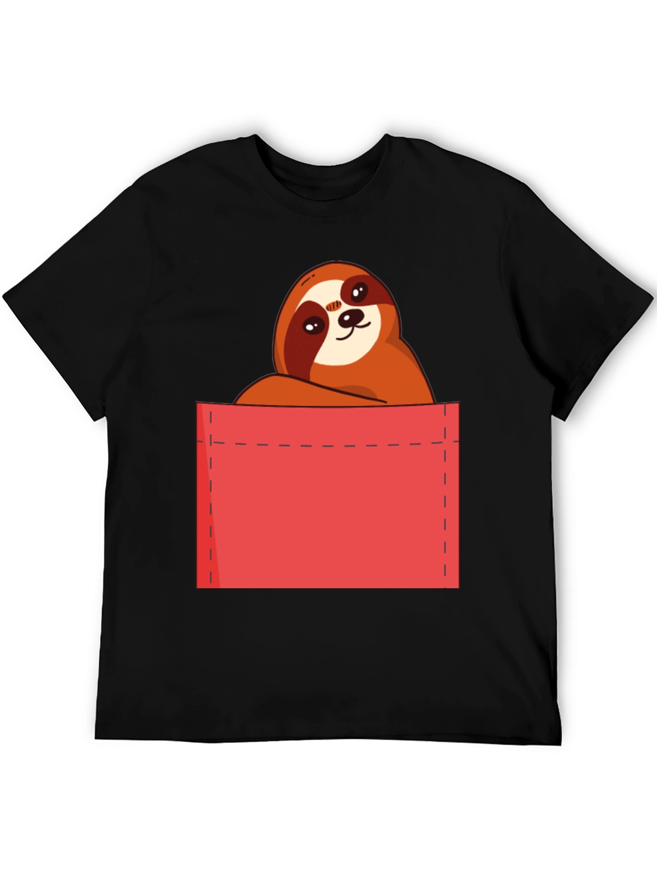 Sloth in Pocket T-Shirt - Cute Cartoon Animal Tee
