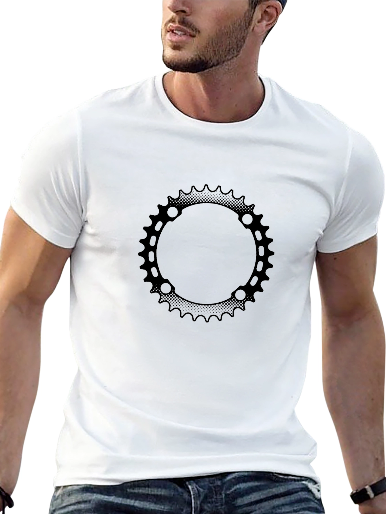 Black Graphic Tee: Bicycle Gear Design